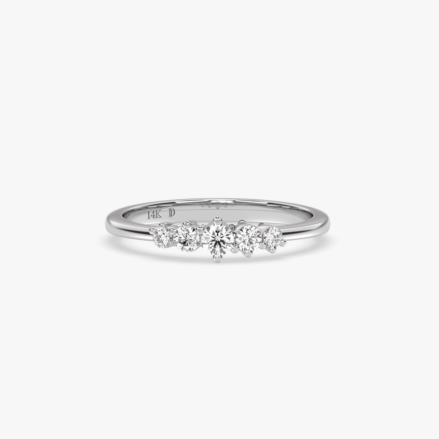 Five-Stone Diamond Ring in 14K Gold – Dainty Lab Grown Diamond Stacking Band, Minimalist Wedding or Promise Ring, Elegant Gift for Her