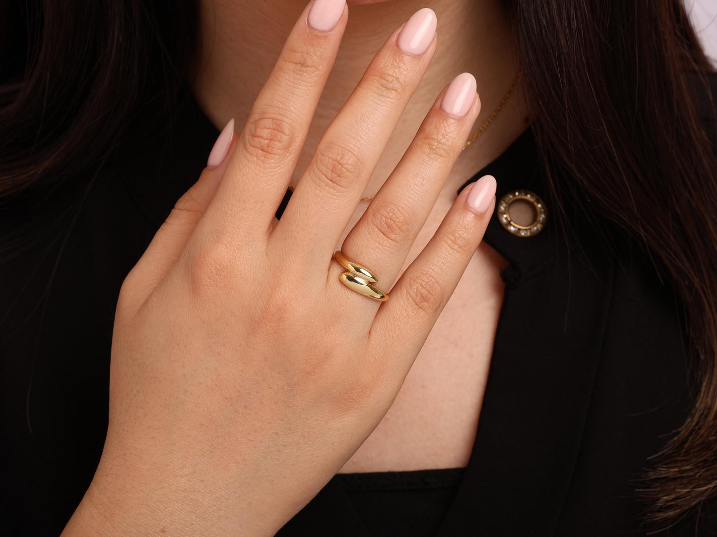 14K Solid Gold Wrap Ring, Chic Minimalist Gold Band with a Delicate Curved Silhouette, Ideal for Daily Wear & Stacking, Real Gold Jewelry