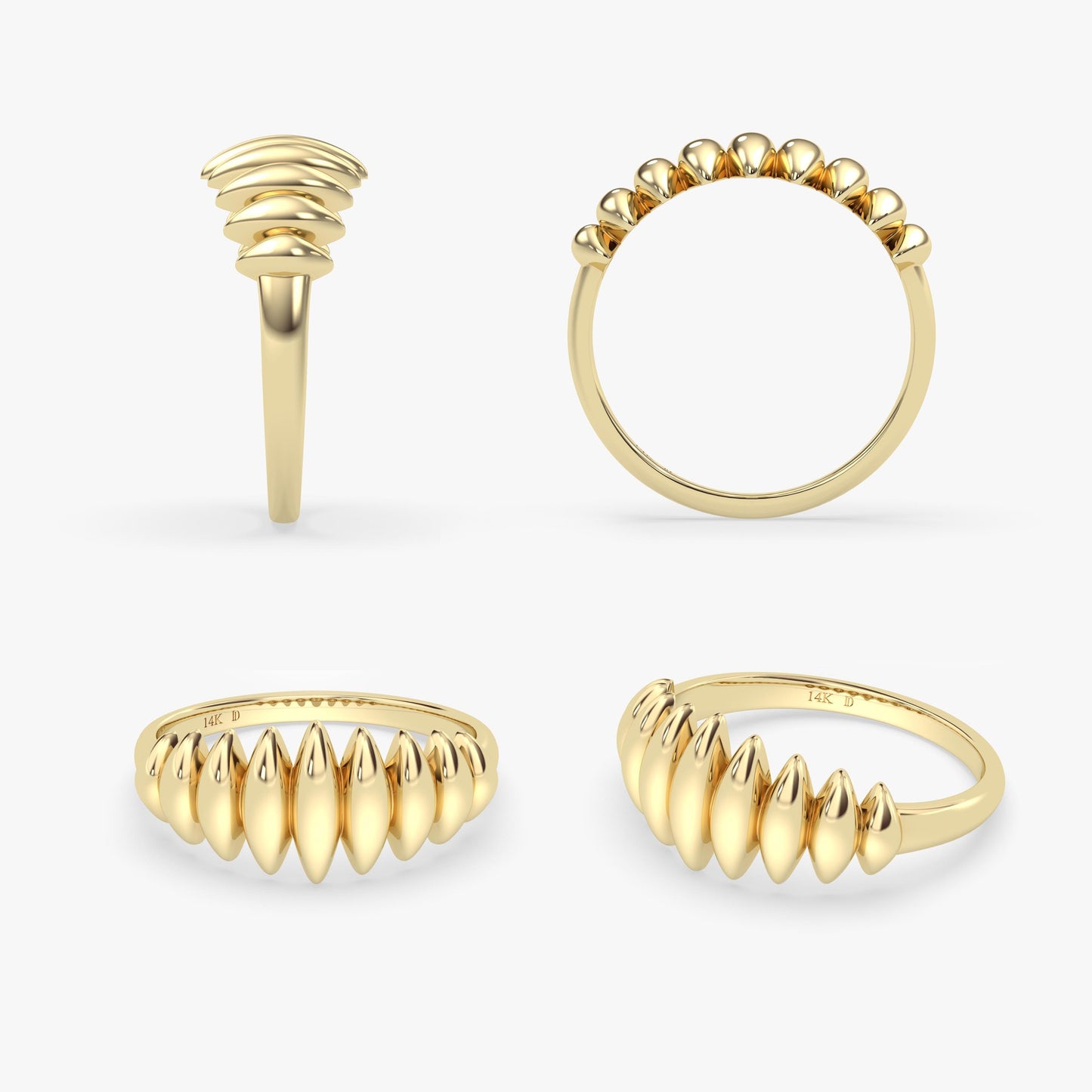 Elegant 14K Gold Dome Ring – Modern Textured Stackable Band, Unique Sculptural Gold Jewelry Gift – Bold Everyday Statement Ring