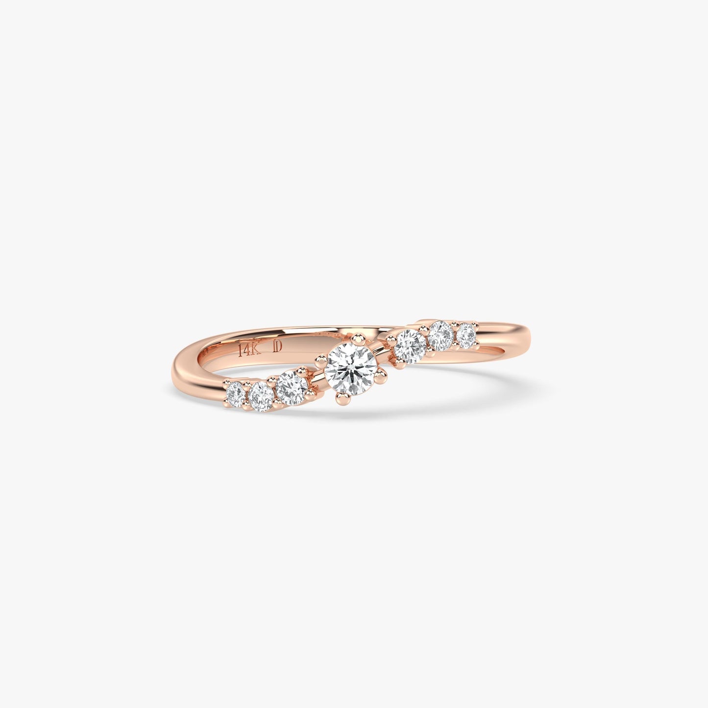 14K Gold Diamond Band – Minimal Solid Gold Ring with Lab Grown Diamonds, Elegant Stacking , Dainty Engagement Ring for Women