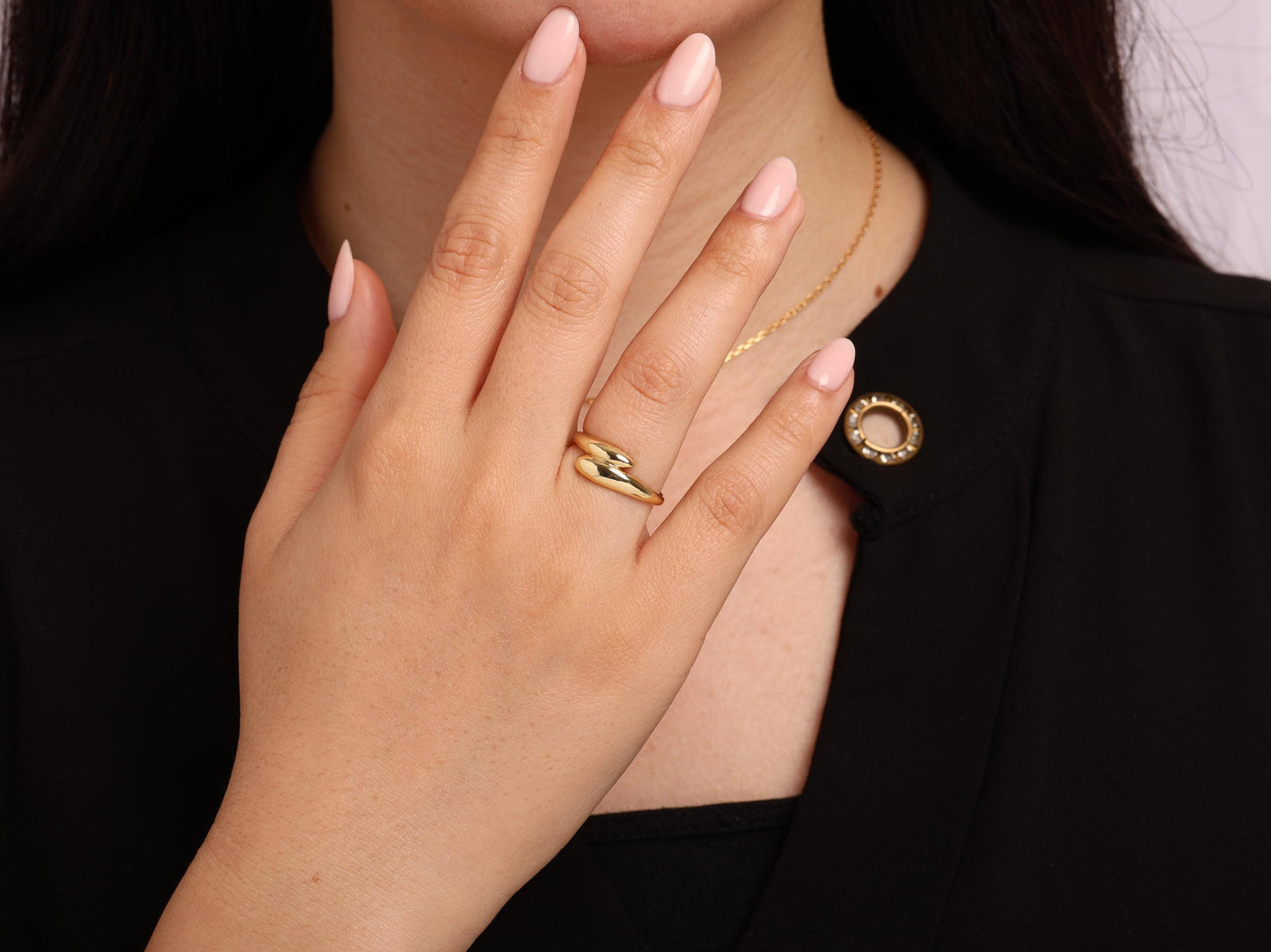 14K Solid Gold Wrap Ring, Chic Minimalist Gold Band with a Delicate Curved Silhouette, Ideal for Daily Wear & Stacking, Real Gold Jewelry