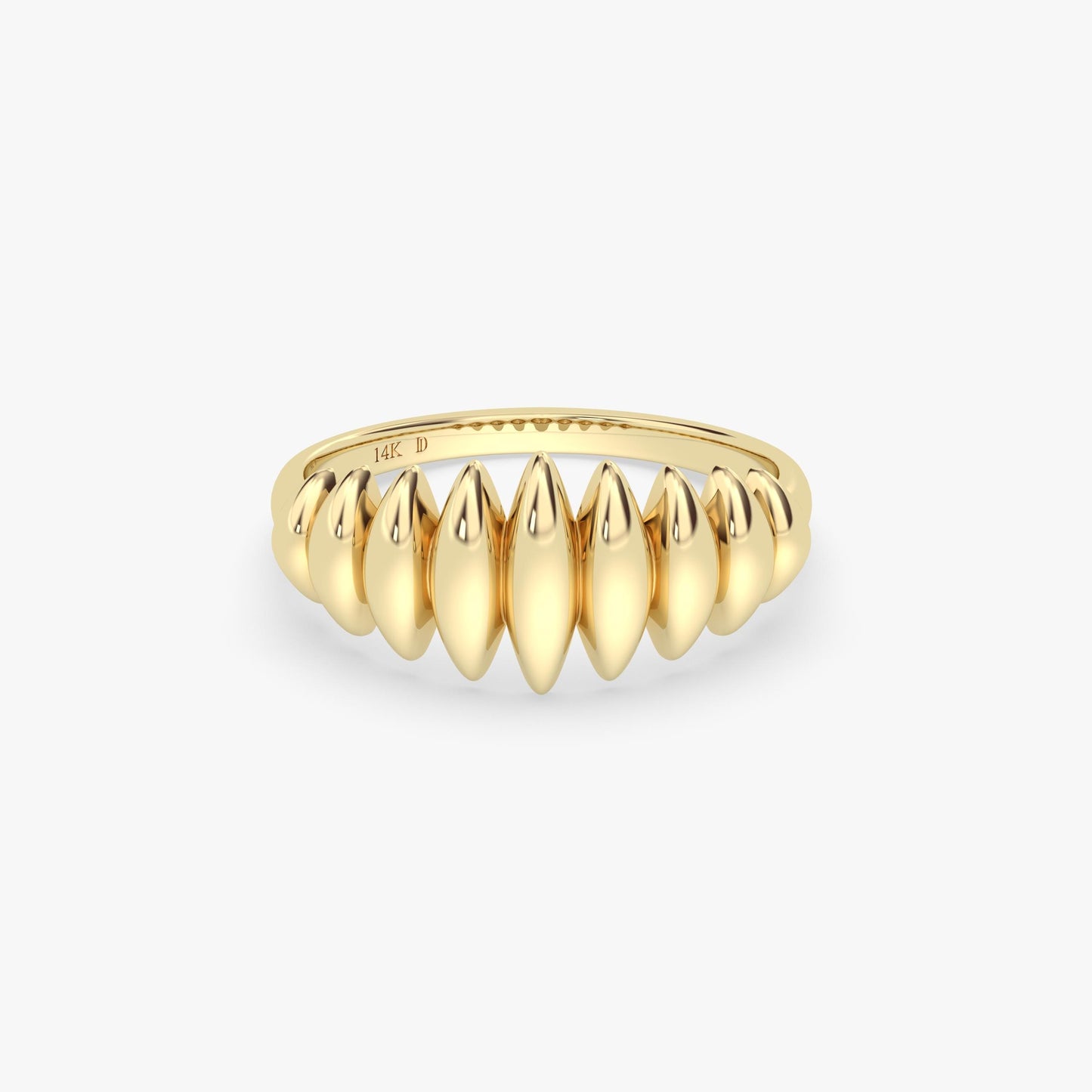 Elegant 14K Gold Dome Ring – Modern Textured Stackable Band, Unique Sculptural Gold Jewelry Gift – Bold Everyday Statement Ring