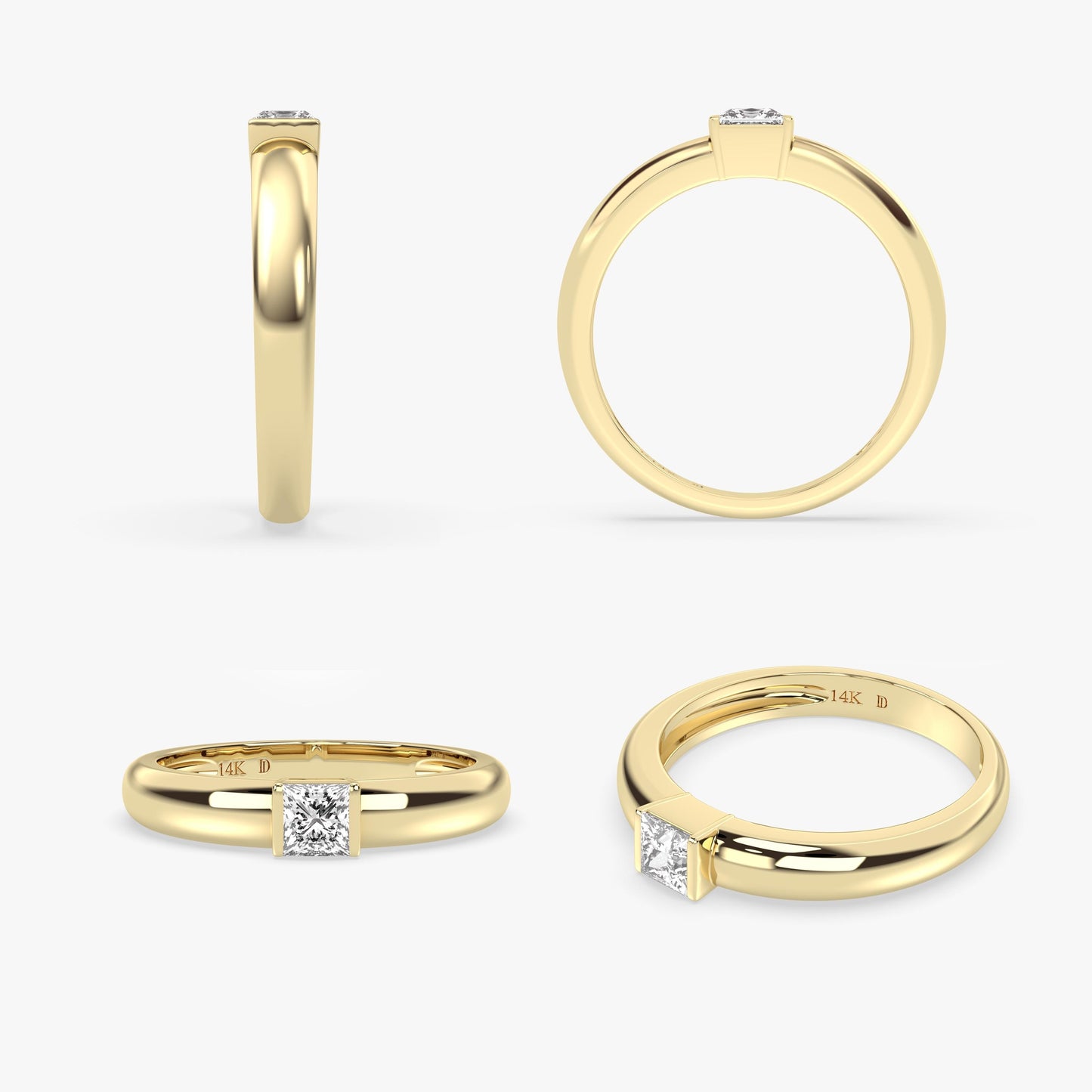 14K Gold Princess-Cut Diamond Ring – Bold Bezel Setting, Solid 14K Band, Minimal Lab-Grown Solitaire for Everyday Style, Gift for Her
