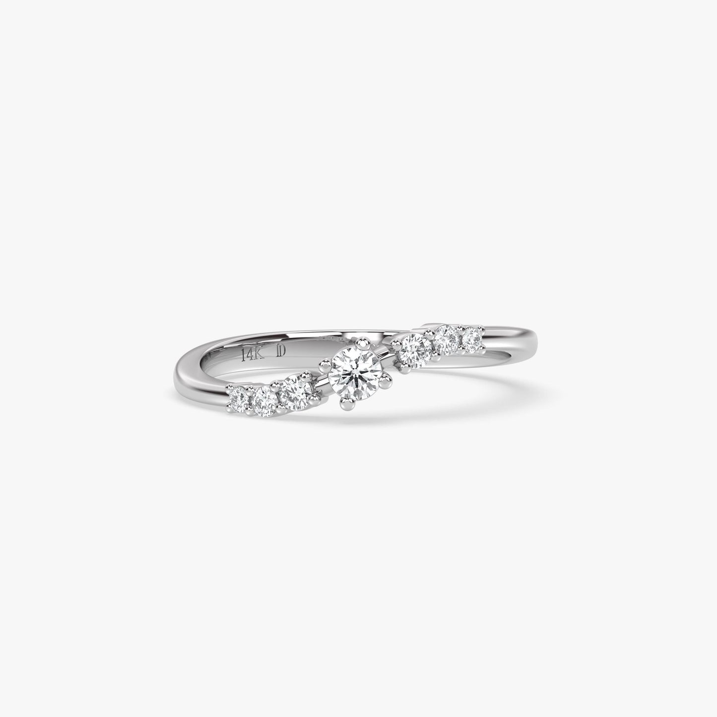 14K Gold Diamond Band – Minimal Solid Gold Ring with Lab Grown Diamonds, Elegant Stacking , Dainty Engagement Ring for Women