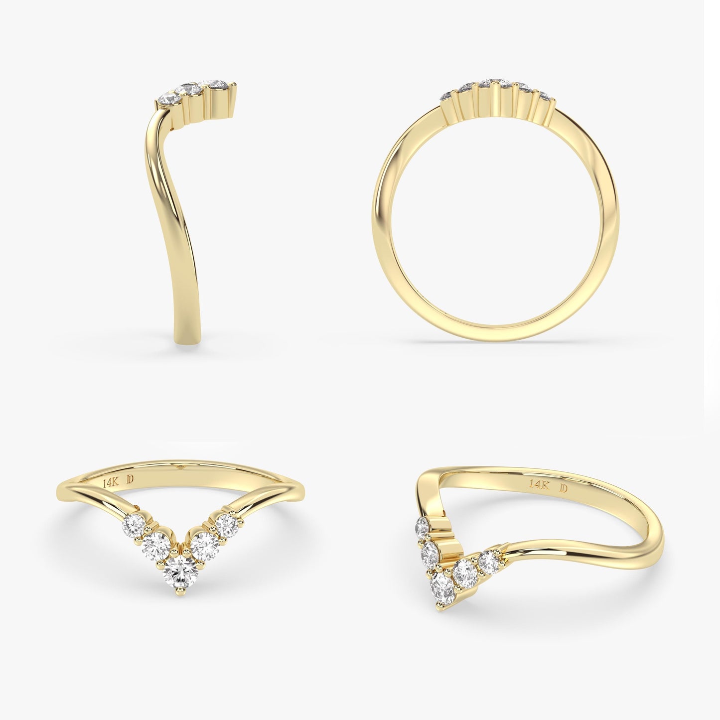 Chevron Diamond Ring in 14K Gold – V Shaped Lab Grown Diamond Stacking Band, Elegant Minimalist Wedding or Engagement Ring, Gift for Her