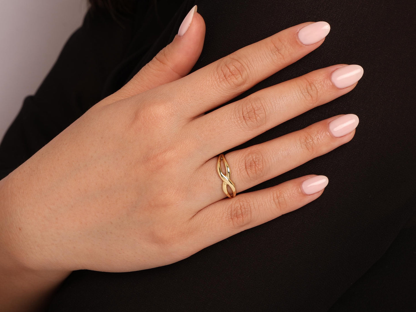 14K Gold Infinity Ring for Women – Dainty and Elegant Design, Perfect Stacking or Solo Piece, Modern Gift Idea, Real Solid Gold