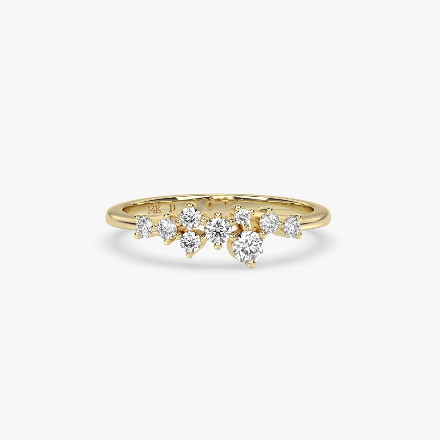 14k Gold Diamond Cluster Ring, Lab Grown Diamond Cluster Ring, Unique Diamond Stackable Ring, Diamond Wedding Band, Engagement ring for her