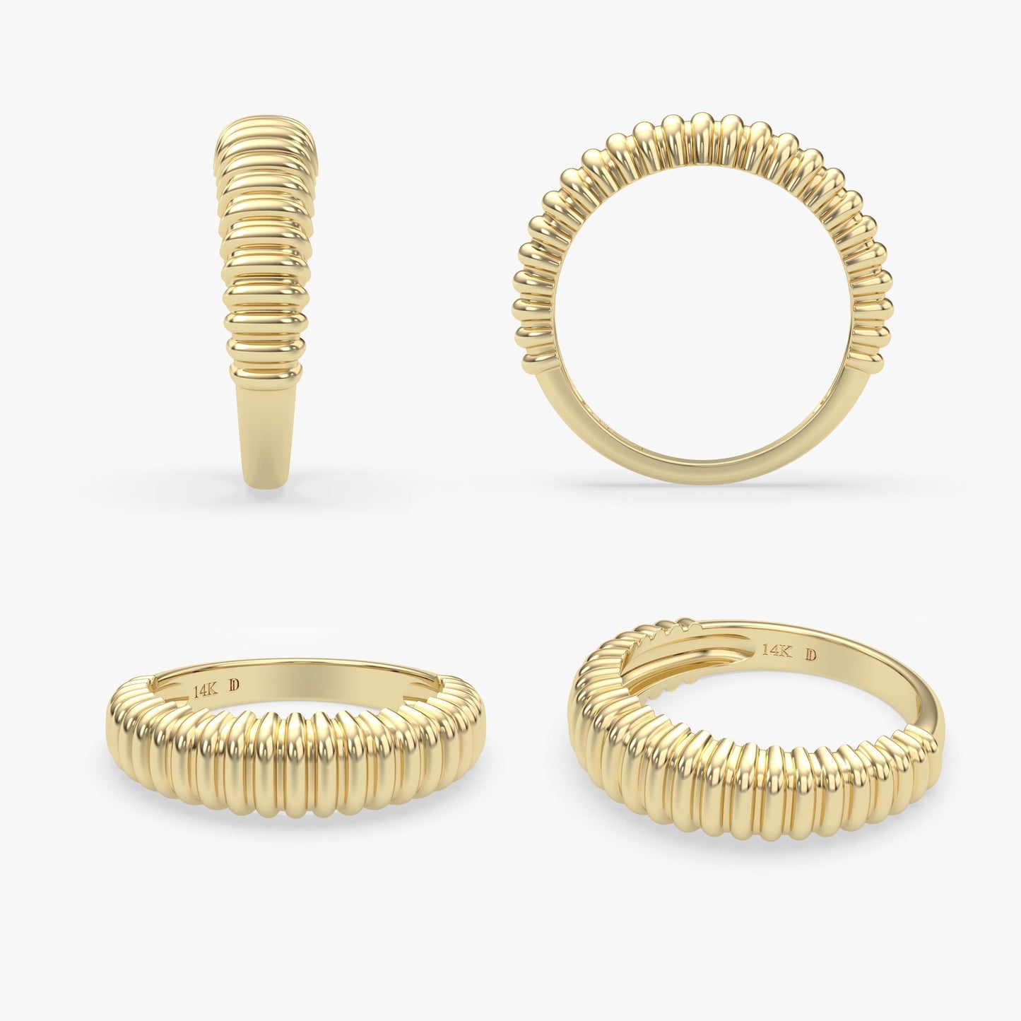 Bold 14K Gold Dome Ring – Chunky Solid Gold Band with Sculptural Texture, Statement Gold Ring for Everyday or Modern Wedding Style
