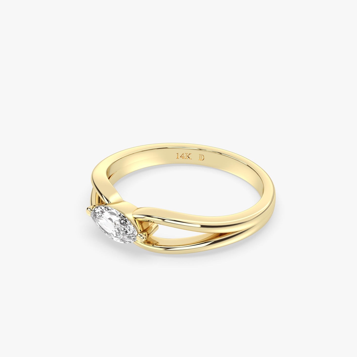 14K Gold Marquise Lab Diamond Ring – Minimal Solid Gold Solitaire, Elegant and Dainty Design for Everyday Wear or Gifting