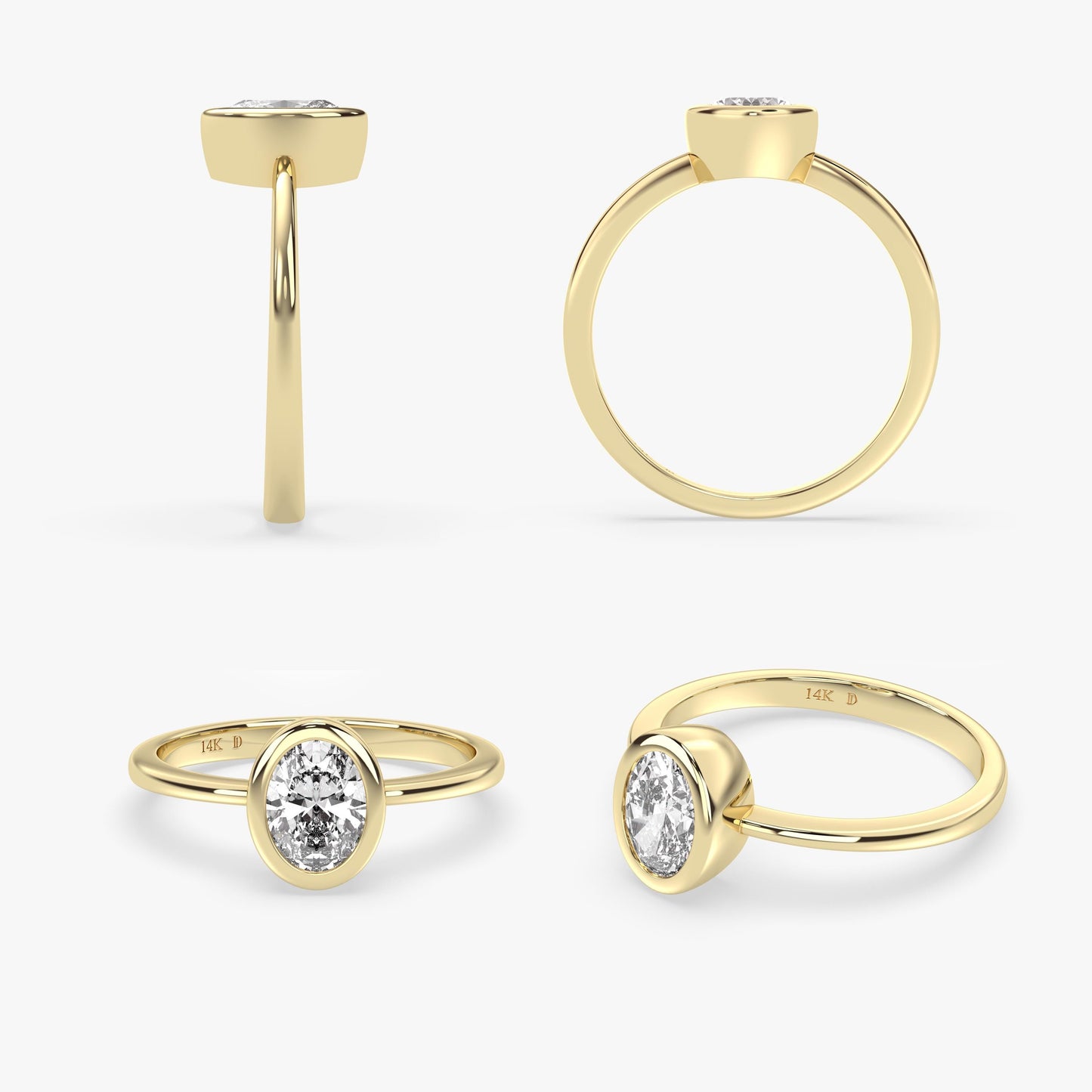 14K Gold Oval Diamond Ring – Minimalist Bezel-Set Lab Grown Stone in Solid Gold, Elegant Modern Band for Everyday Wear and Meaningful Gifts