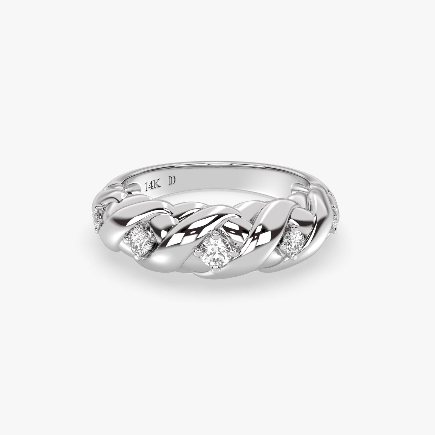 14K Gold Braided Diamond Ring, Lab Grown Round Diamond Woven Band, Elegant Chunky Statement Ring for Women, Solid Gold Gift, Bridal Jewelry