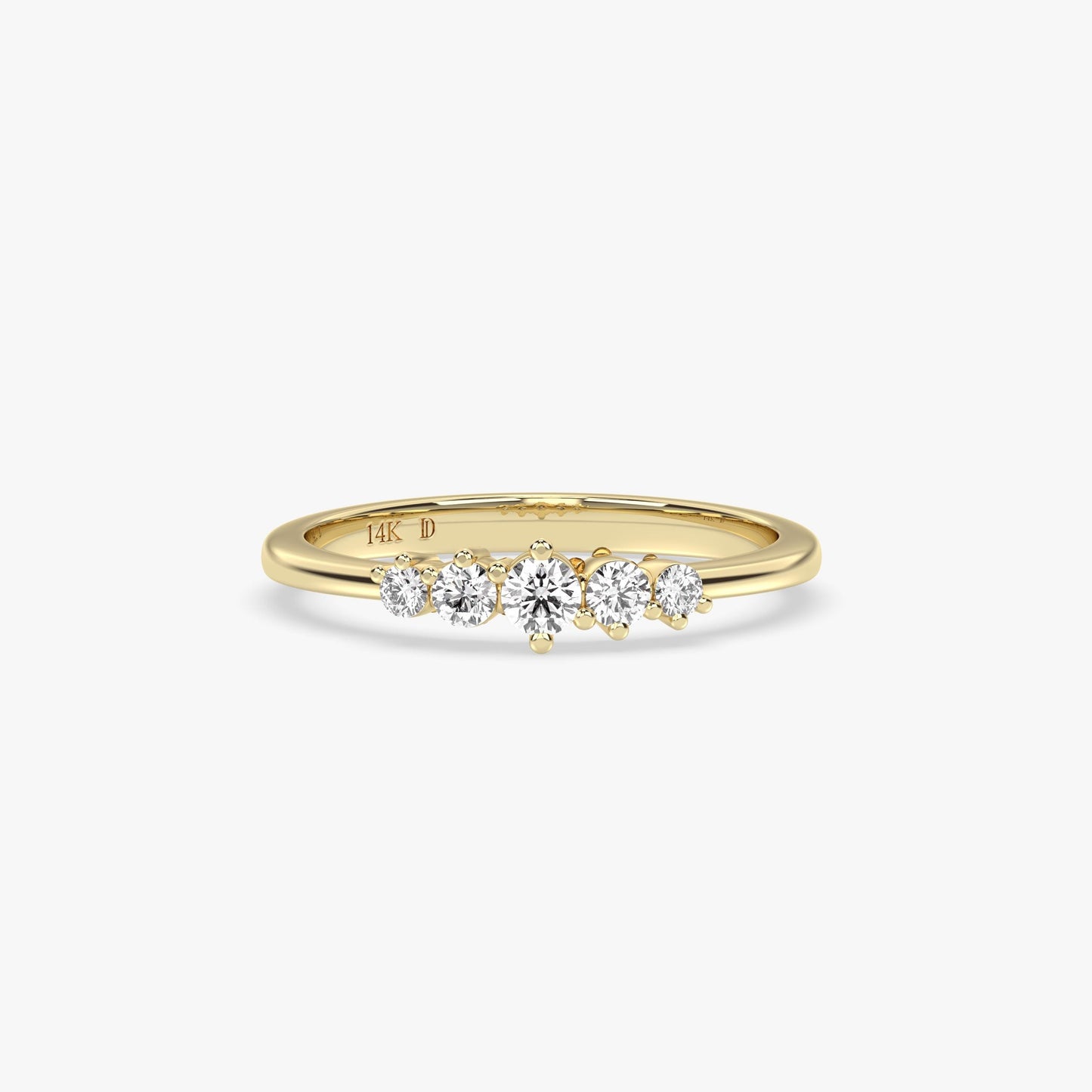 Five-Stone Diamond Ring in 14K Gold – Dainty Lab Grown Diamond Stacking Band, Minimalist Wedding or Promise Ring, Elegant Gift for Her