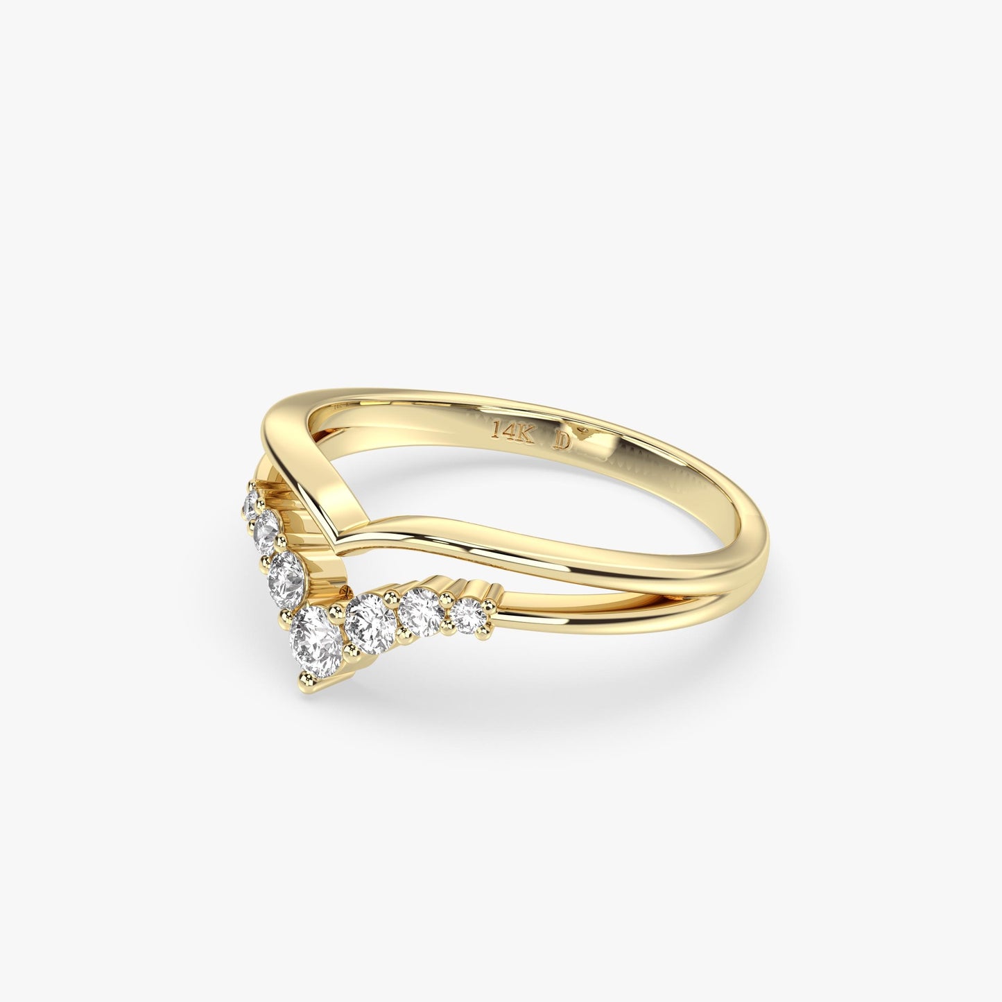 14K Gold Chevron Diamond Ring – Elegant V Band with Lab Grown Diamonds, Minimalist Wedding or Promise Ring, Gift for Her