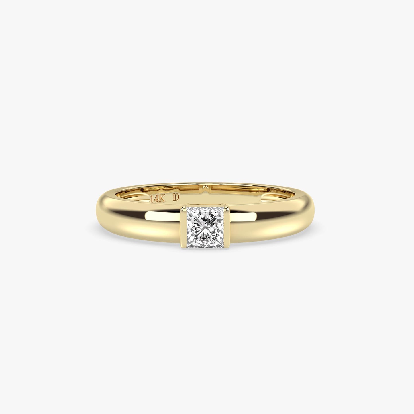 14K Gold Princess-Cut Diamond Ring – Bold Bezel Setting, Solid 14K Band, Minimal Lab-Grown Solitaire for Everyday Style, Gift for Her