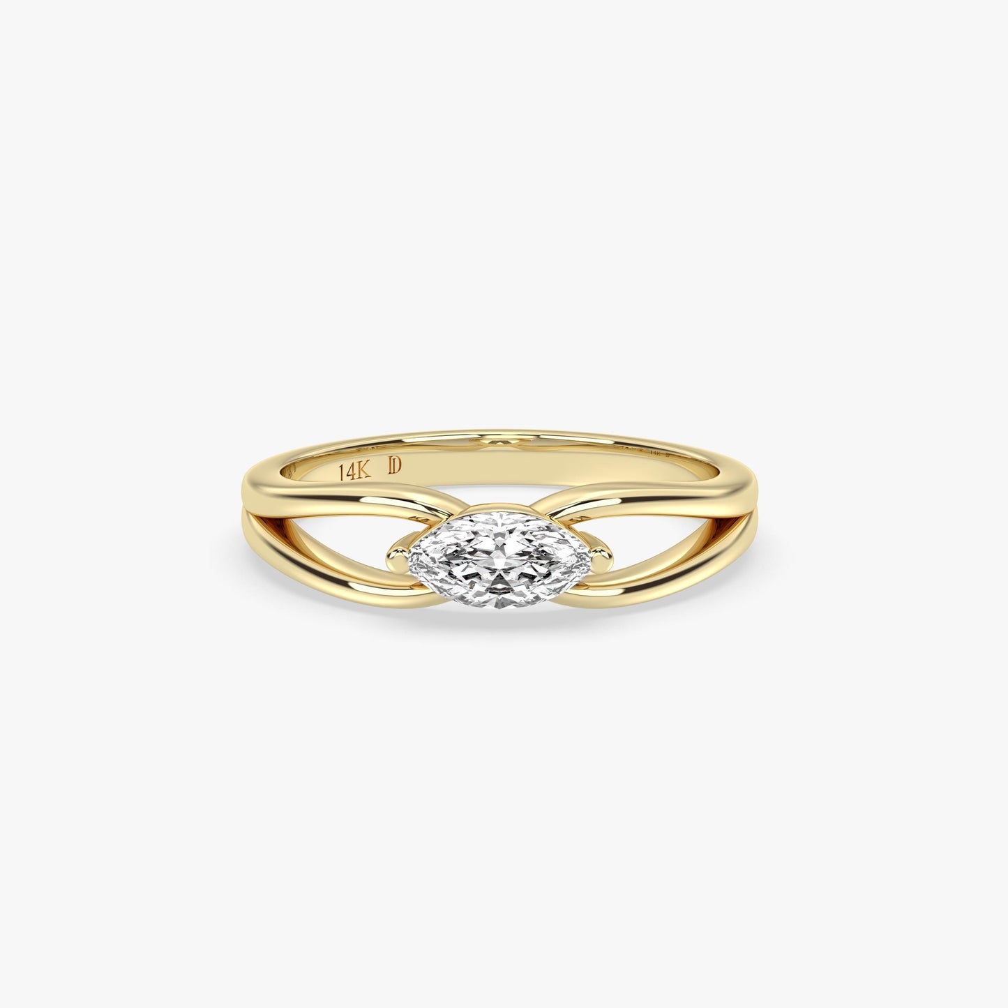 14K Gold Marquise Lab Diamond Ring – Minimal Solid Gold Solitaire, Elegant and Dainty Design for Everyday Wear or Gifting