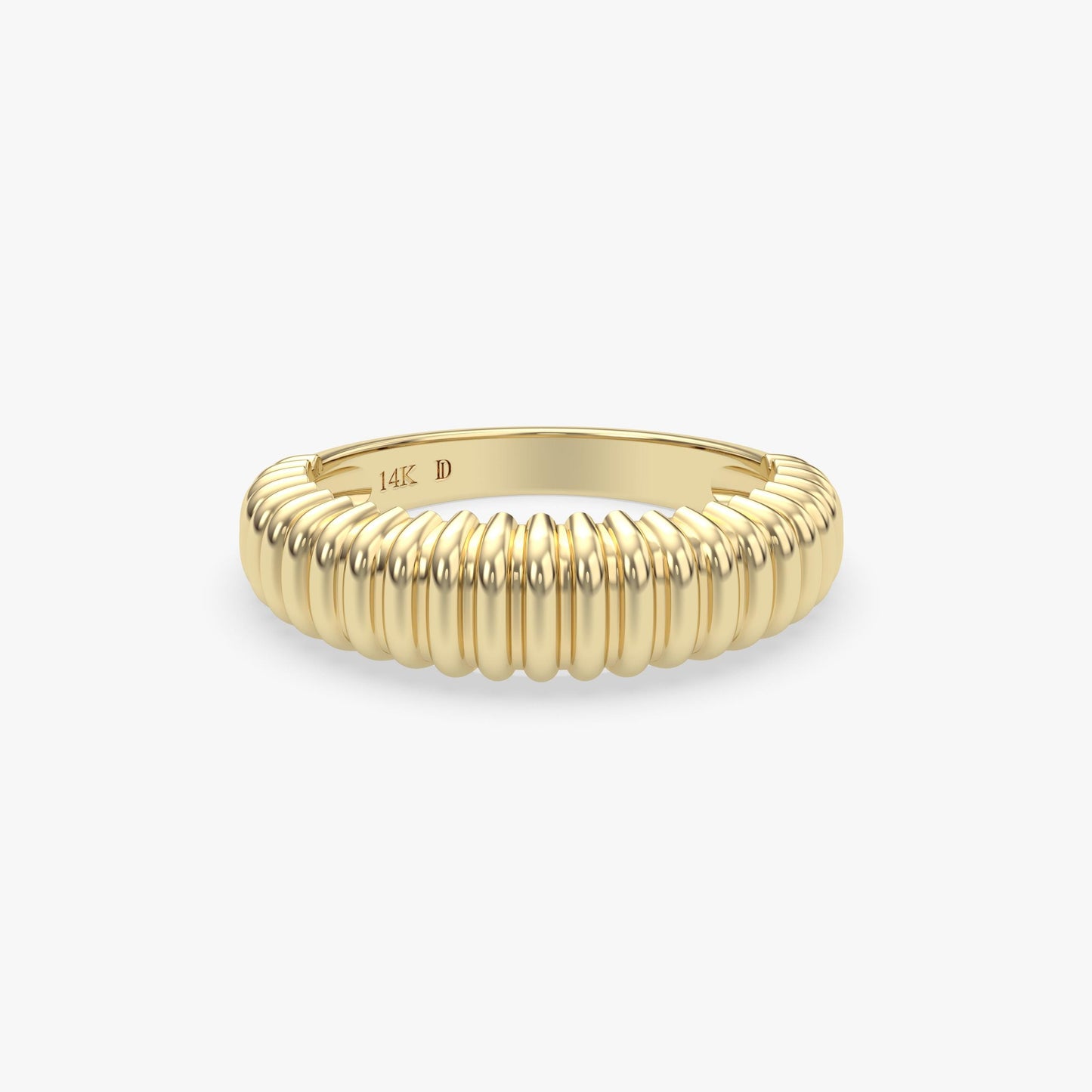 Bold 14K Gold Dome Ring – Chunky Solid Gold Band with Sculptural Texture, Statement Gold Ring for Everyday or Modern Wedding Style