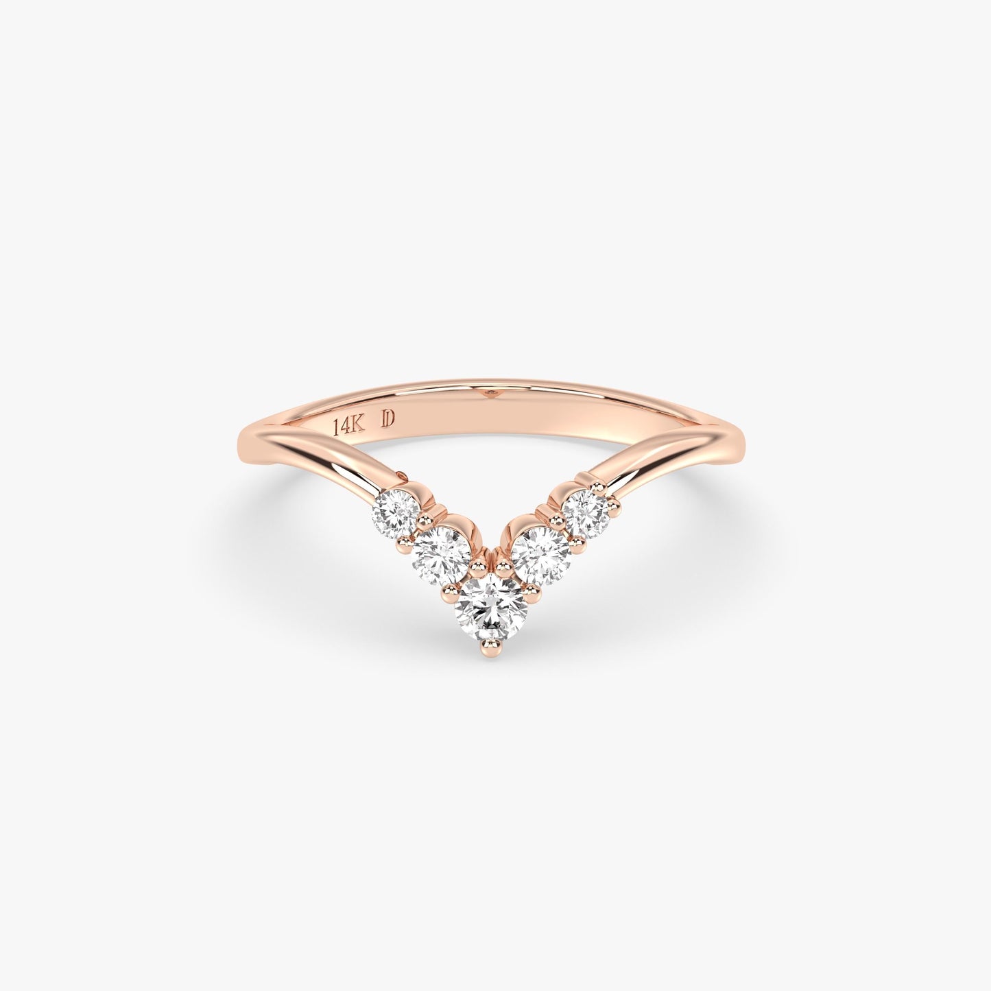 Chevron Diamond Ring in 14K Gold – V Shaped Lab Grown Diamond Stacking Band, Elegant Minimalist Wedding or Engagement Ring, Gift for Her