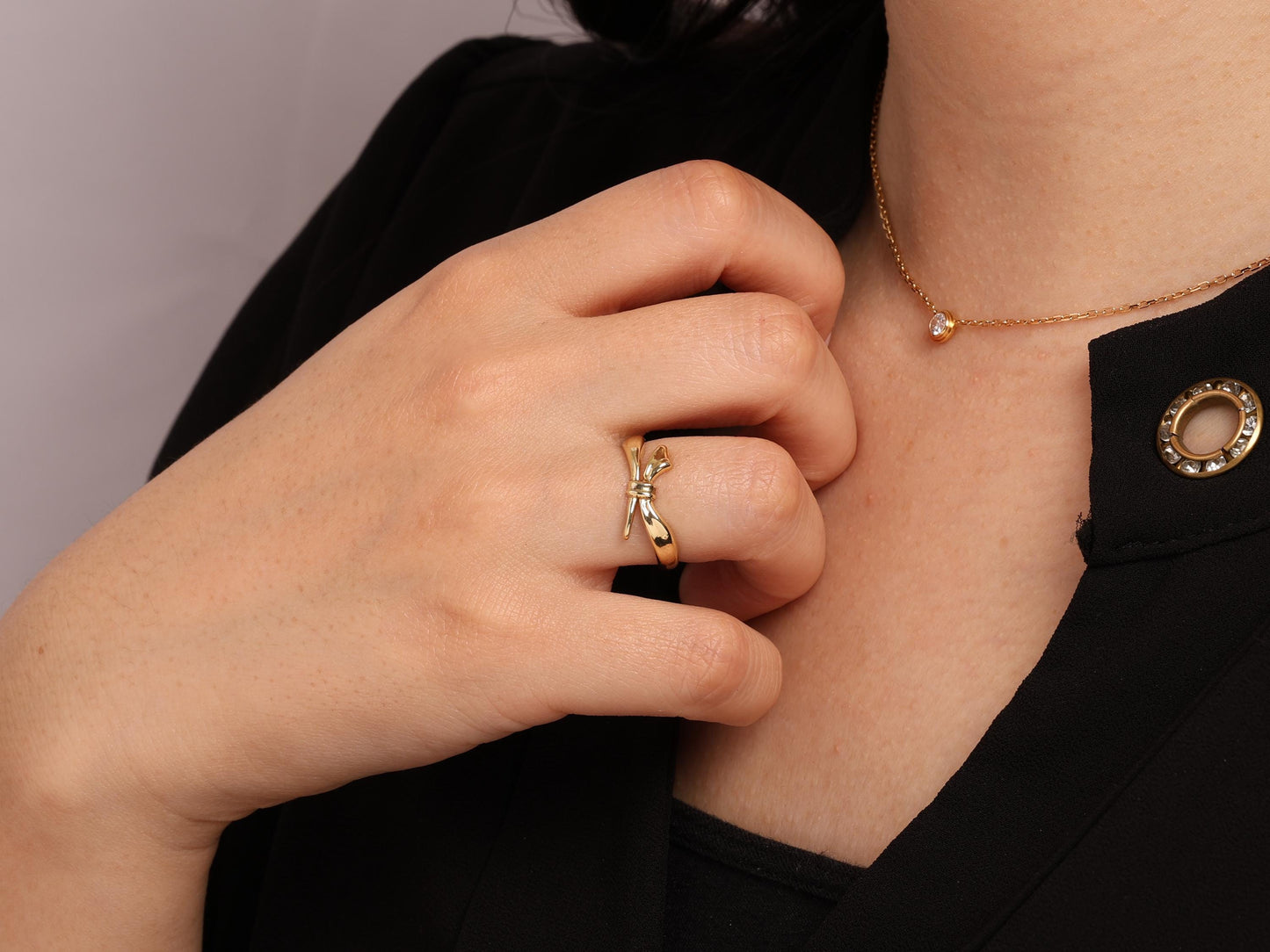 Minimal 14K Gold Bow Ring – Delicate Ribbon Style, Stylish and Elegant Jewelry for Women, Perfect Gift, Everyday Gold Ring Design