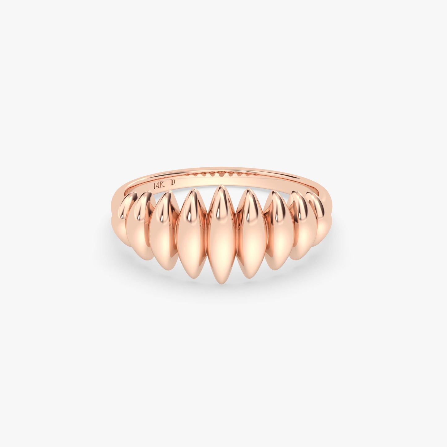 Elegant 14K Gold Dome Ring – Modern Textured Stackable Band, Unique Sculptural Gold Jewelry Gift – Bold Everyday Statement Ring