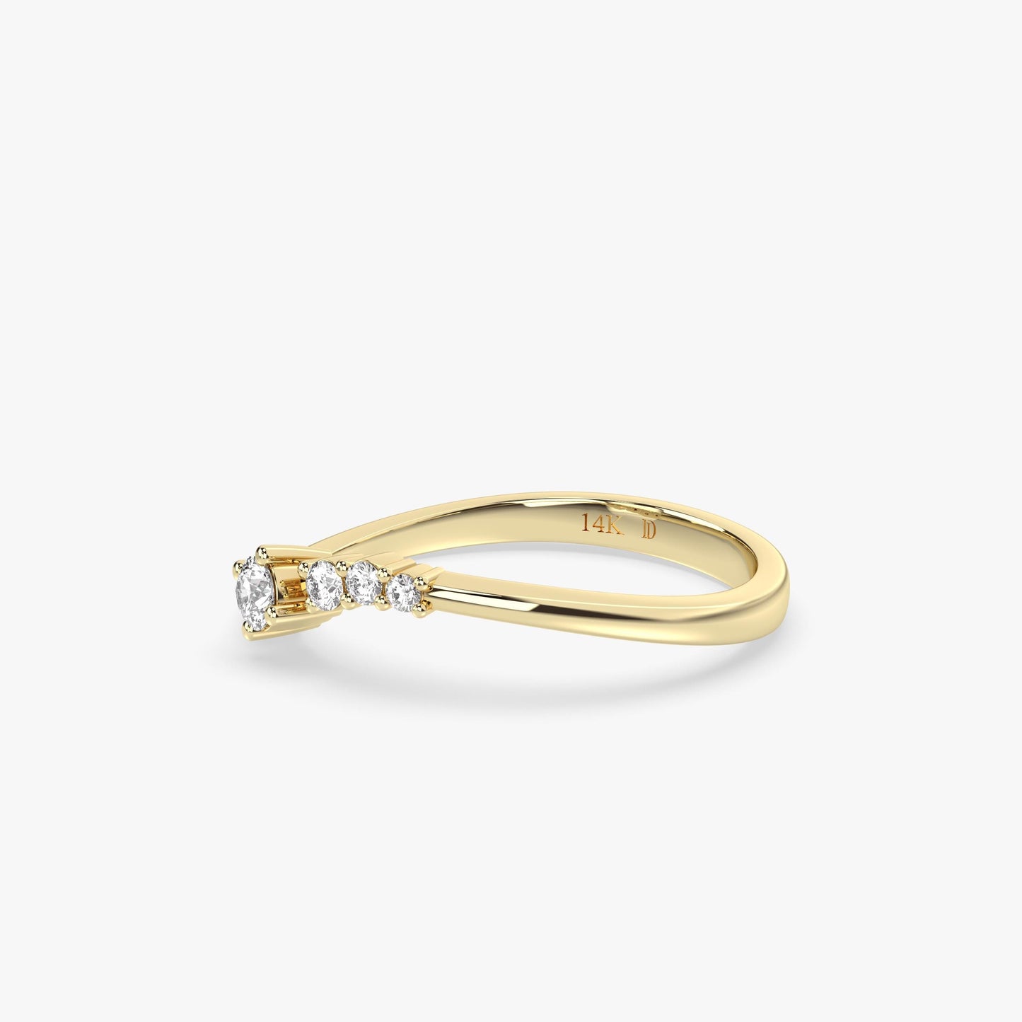 14K Gold Diamond Band – Minimal Solid Gold Ring with Lab Grown Diamonds, Elegant Stacking , Dainty Engagement Ring for Women