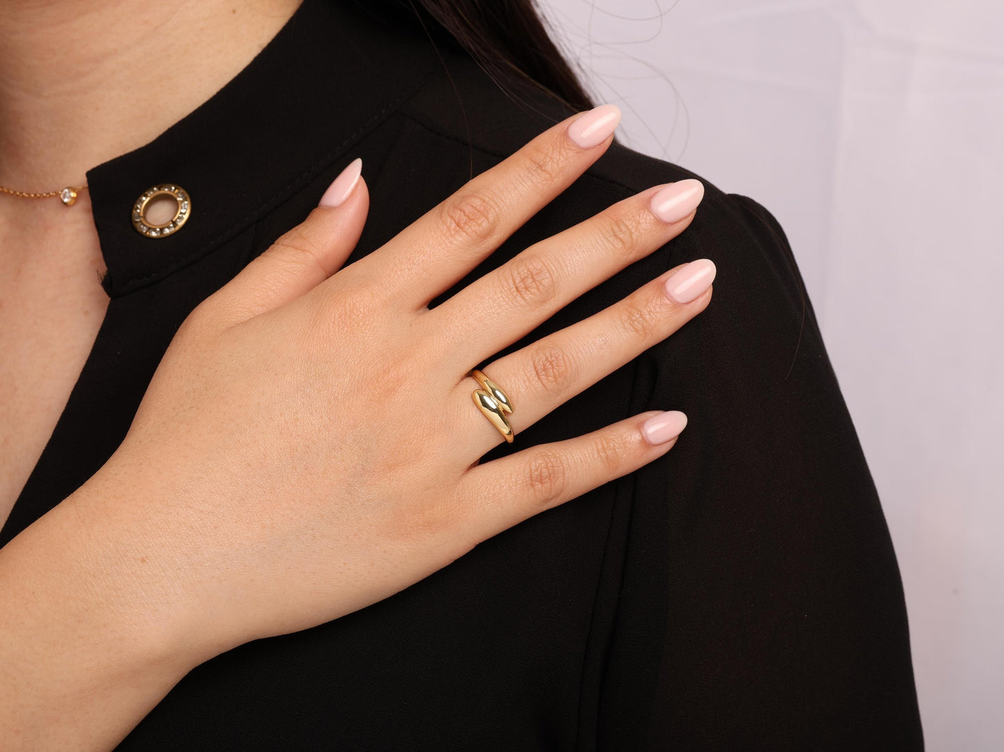 14K Solid Gold Wrap Ring, Chic Minimalist Gold Band with a Delicate Curved Silhouette, Ideal for Daily Wear & Stacking, Real Gold Jewelry