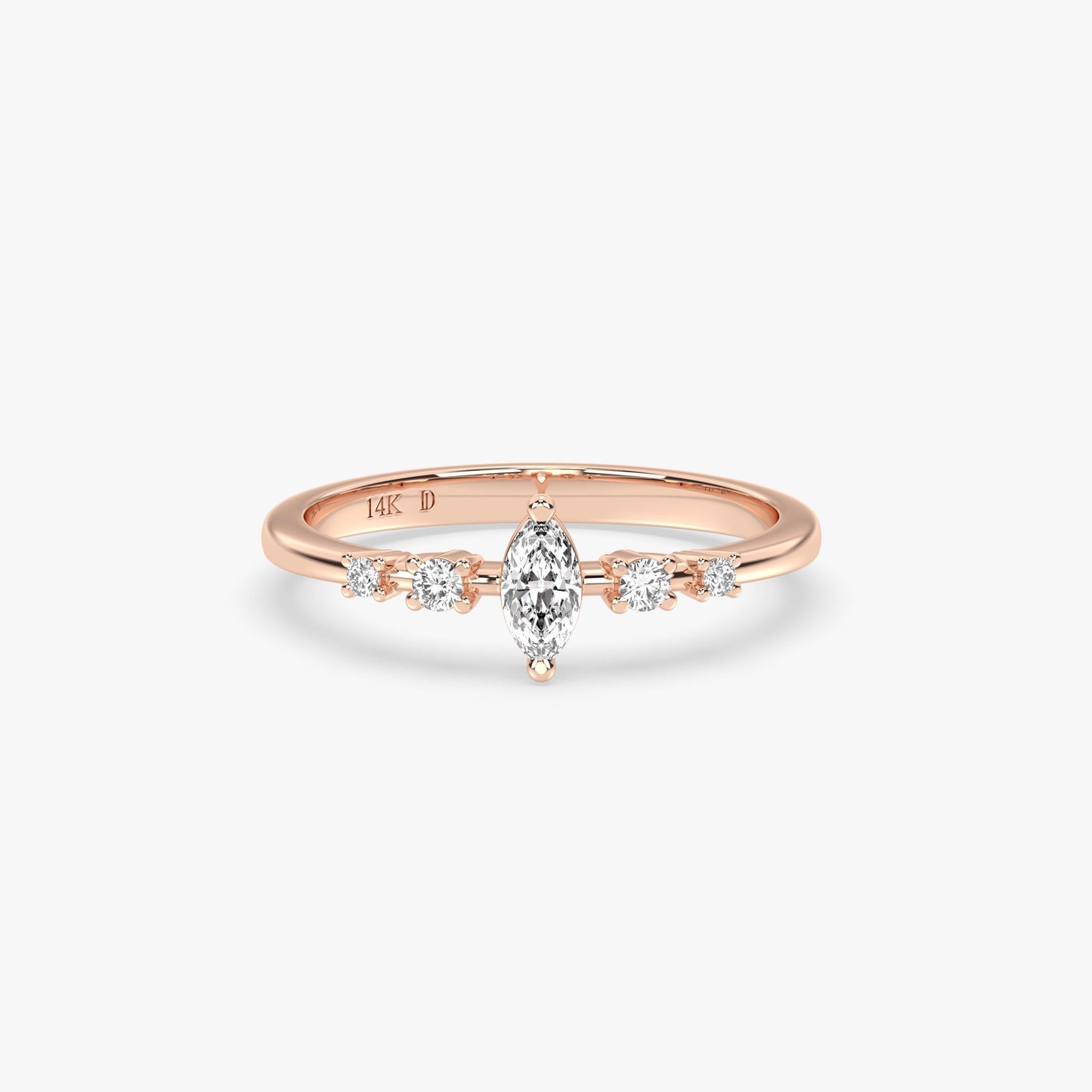 Dainty Marquise Diamond Ring in 14K Gold, Lab Grown Marquise Cut Engagement Ring, Minimalist Diamond Band,Elegant Stacking Jewelry for Women