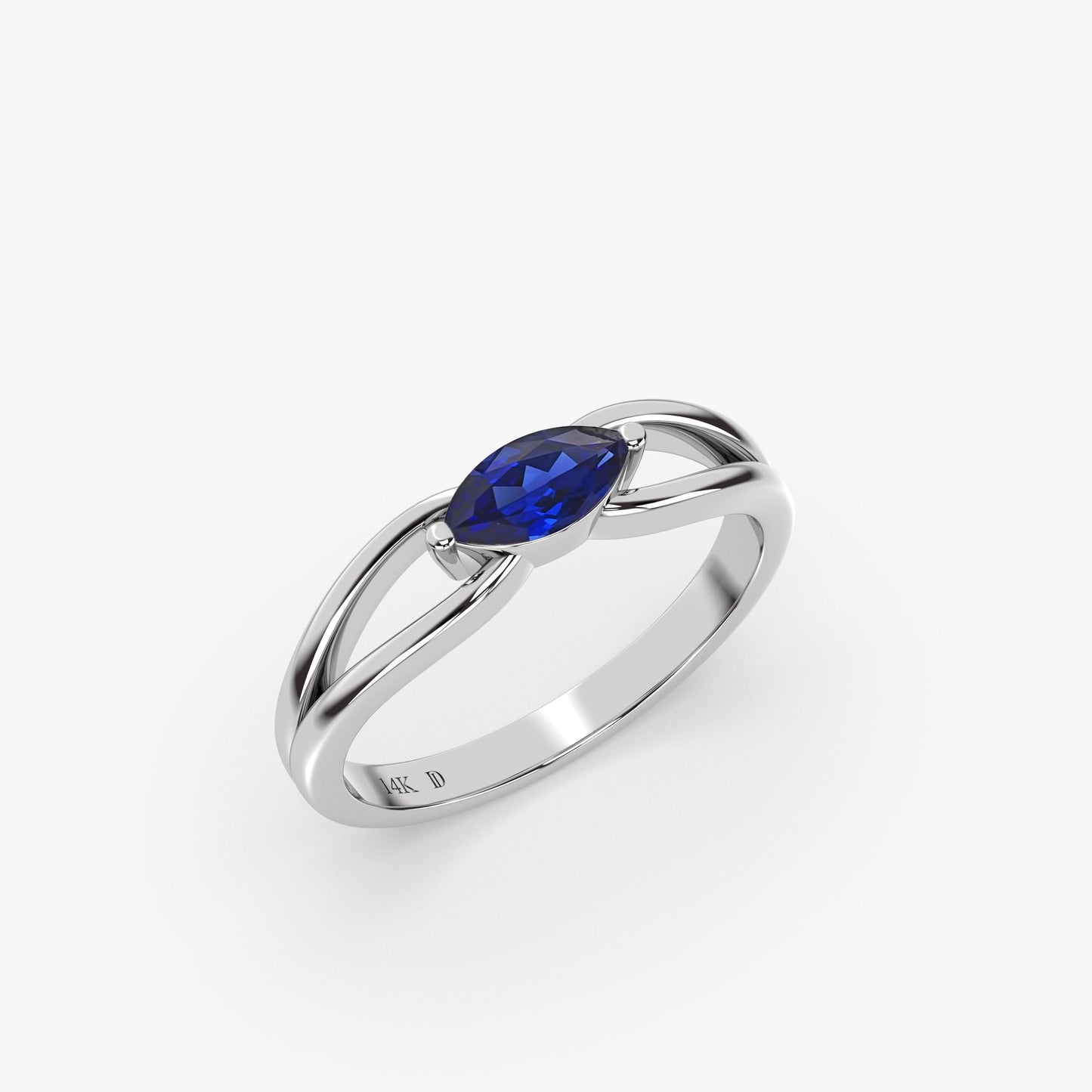 Marquise Amethyst Ring in 14K Gold – Minimalist Double Band Design – Dainty Statement Gift Ring for Her – Emerald, Ruby, Sapphire