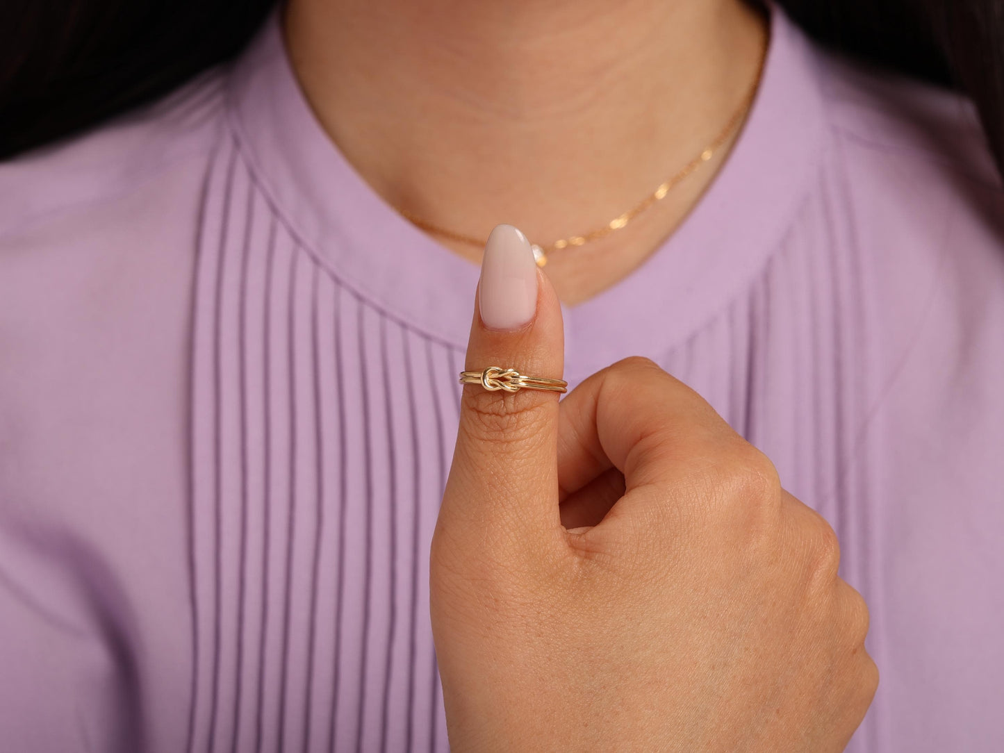 14K Gold Knot Ring – Delicate Love Knot Band for Everyday Wear or Gift for Her, Elegant 14K Gold Linked Ring for Women
