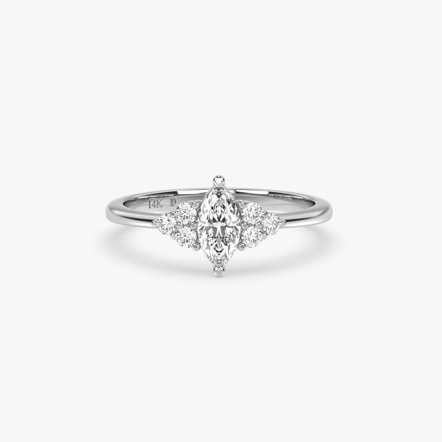 Marquise Cluster Ring in 14K Gold – Lab Grown Marquise and Round Diamonds, Dainty Engagement or Stacking Ring, Elegant Gift for Her