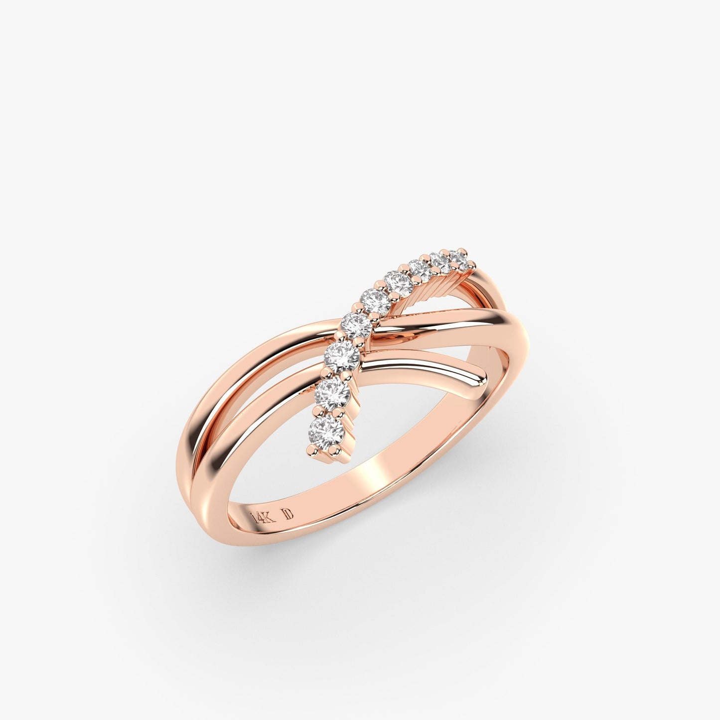 Crisscross Diamond Ring in 14K Gold – Lab Grown Stones, Twisted Gold Band, Modern Wedding or Promise Ring, Elegant Gift for Her or Mom