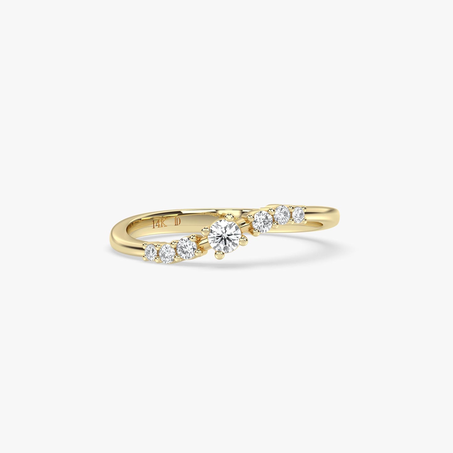 14K Gold Diamond Band – Minimal Solid Gold Ring with Lab Grown Diamonds, Elegant Stacking , Dainty Engagement Ring for Women
