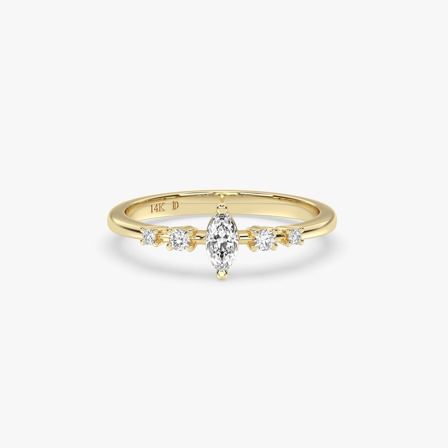 Dainty Marquise Diamond Ring in 14K Gold, Lab Grown Marquise Cut Engagement Ring, Minimalist Diamond Band,Elegant Stacking Jewelry for Women