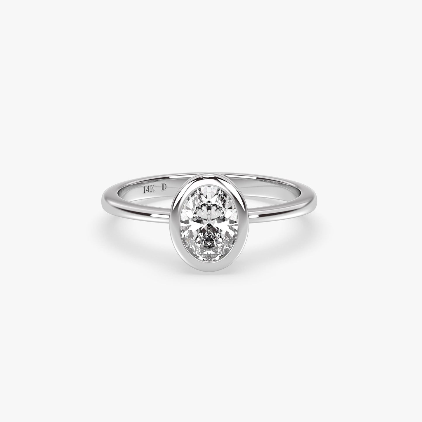 14K Gold Oval Diamond Ring – Minimalist Bezel-Set Lab Grown Stone in Solid Gold, Elegant Modern Band for Everyday Wear and Meaningful Gifts