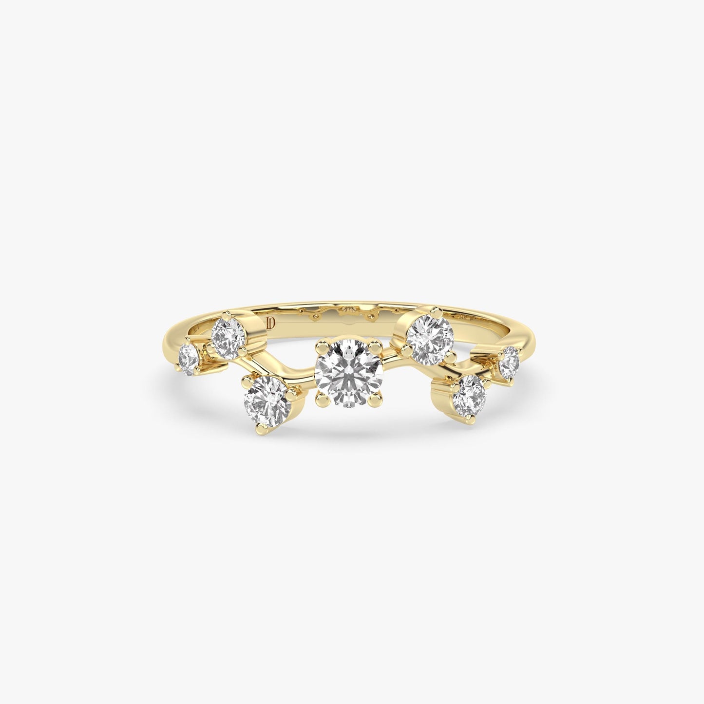 Diamond Cluster Ring in 14K Gold – Lab Grown Round Stones in Nature-Inspired Design, Dainty Stacking Ring or Elegant Minimalist Gift for Her