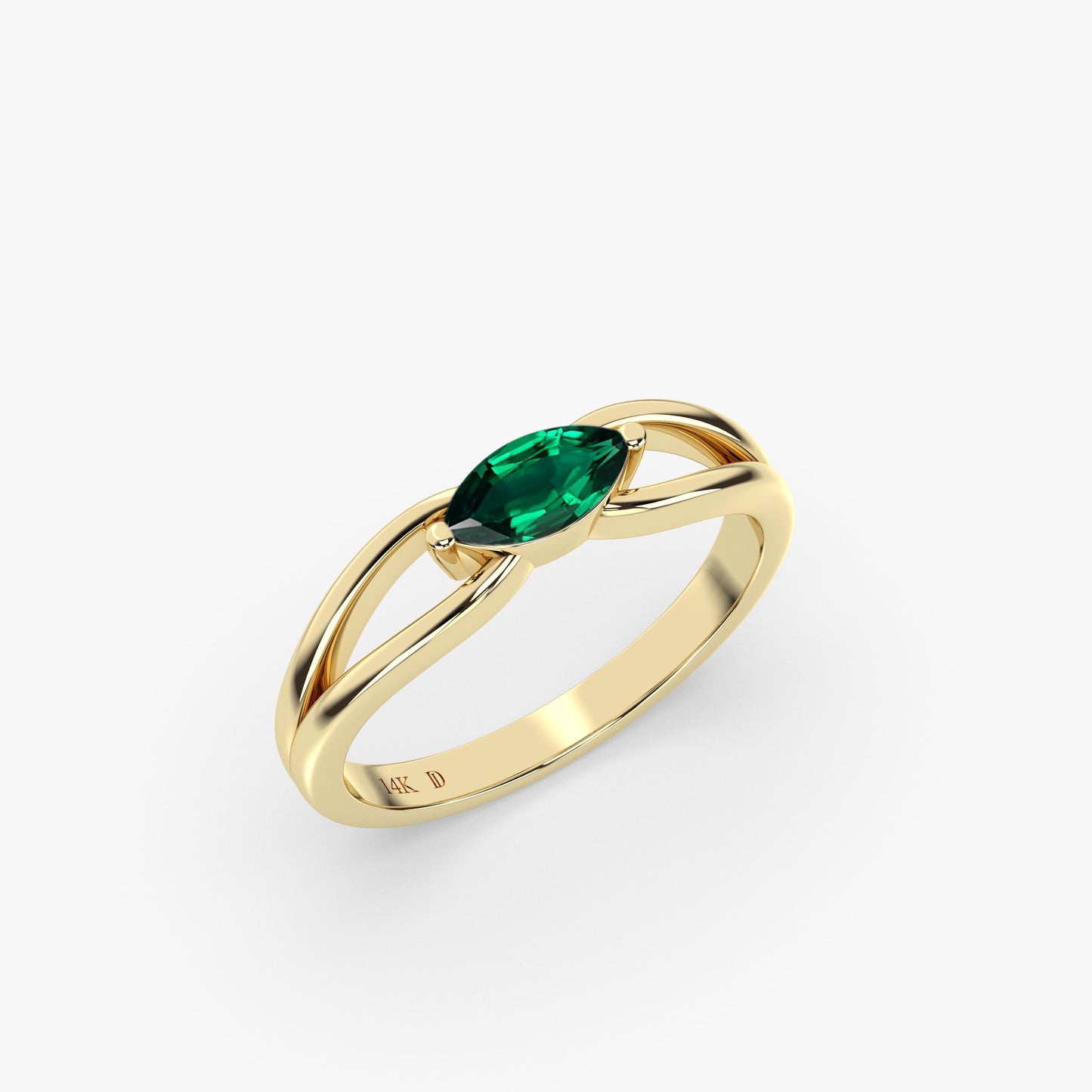 Marquise Amethyst Ring in 14K Gold – Minimalist Double Band Design – Dainty Statement Gift Ring for Her – Emerald, Ruby, Sapphire