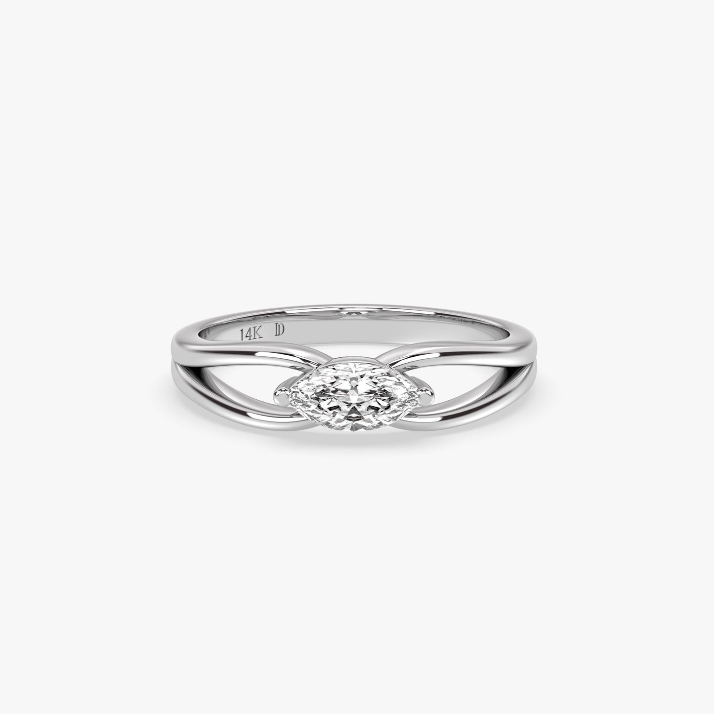 14K Gold Marquise Lab Diamond Ring – Minimal Solid Gold Solitaire, Elegant and Dainty Design for Everyday Wear or Gifting