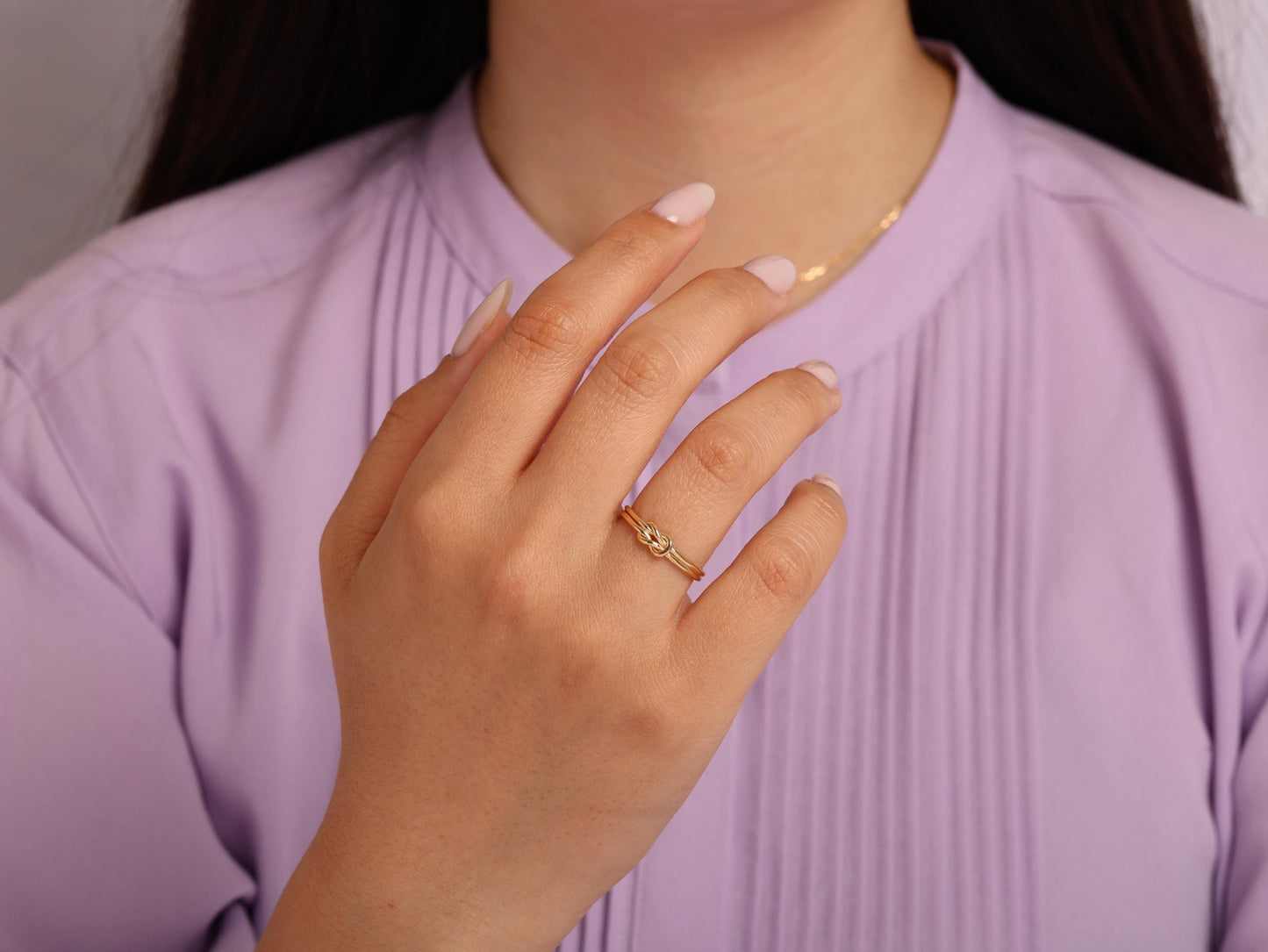 14K Gold Knot Ring – Delicate Love Knot Band for Everyday Wear or Gift for Her, Elegant 14K Gold Linked Ring for Women