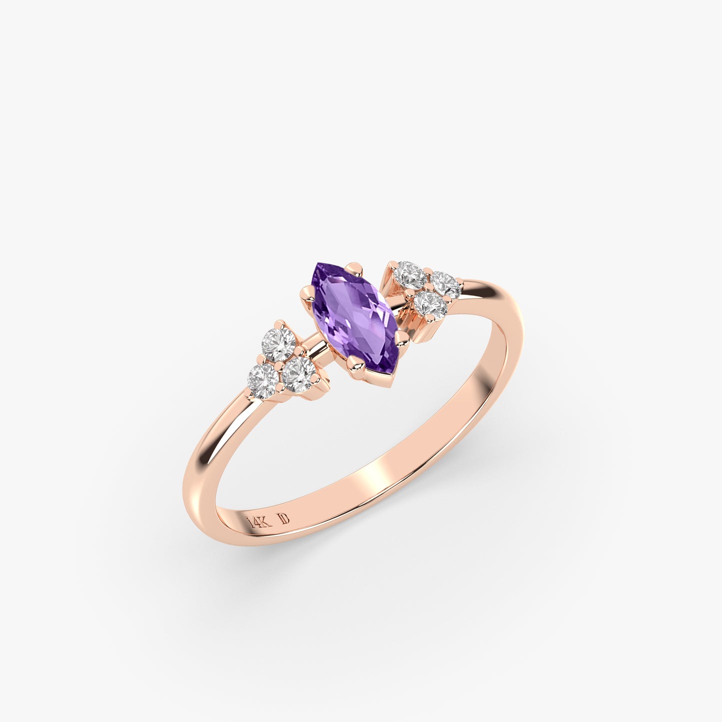 AMETHYST MARQUISE CLUSTER RING IN GOLD