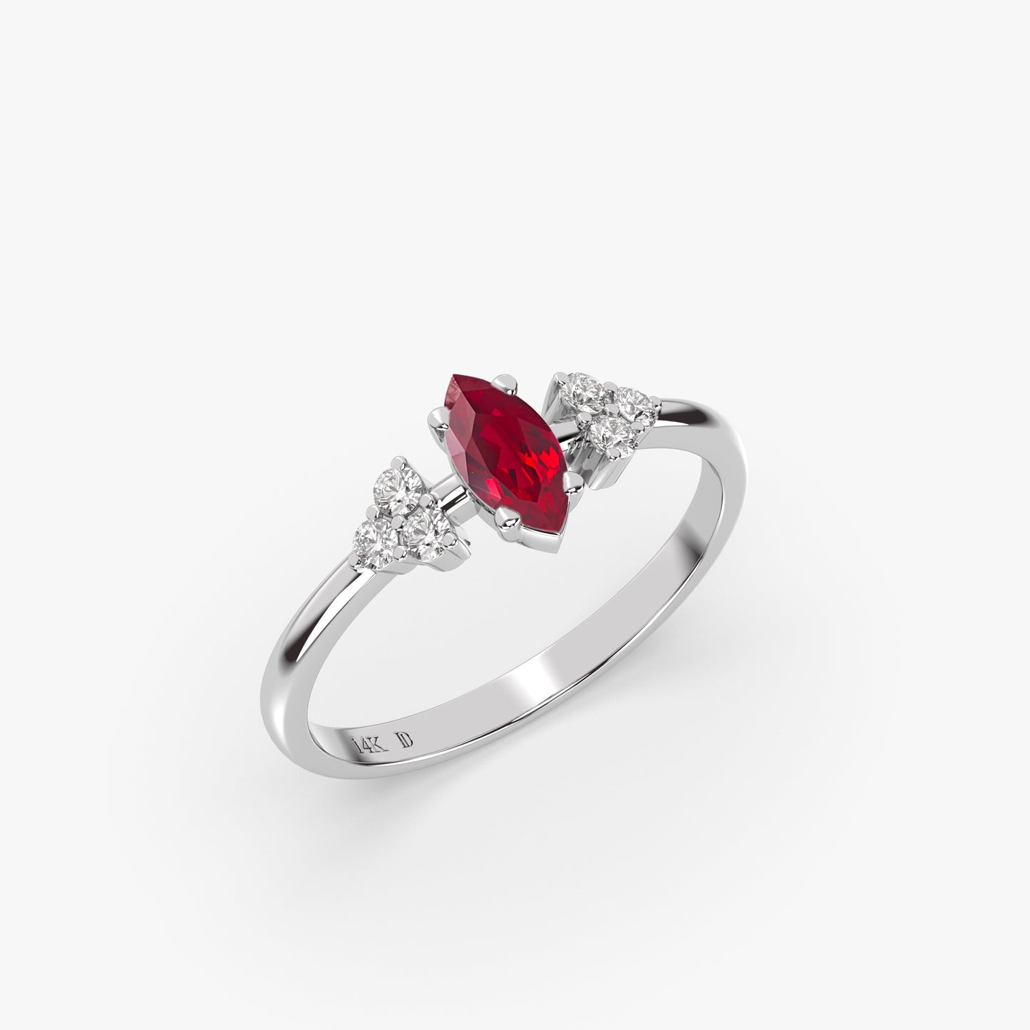 RUBY MARQUISE CLUSTER RING IN GOLD