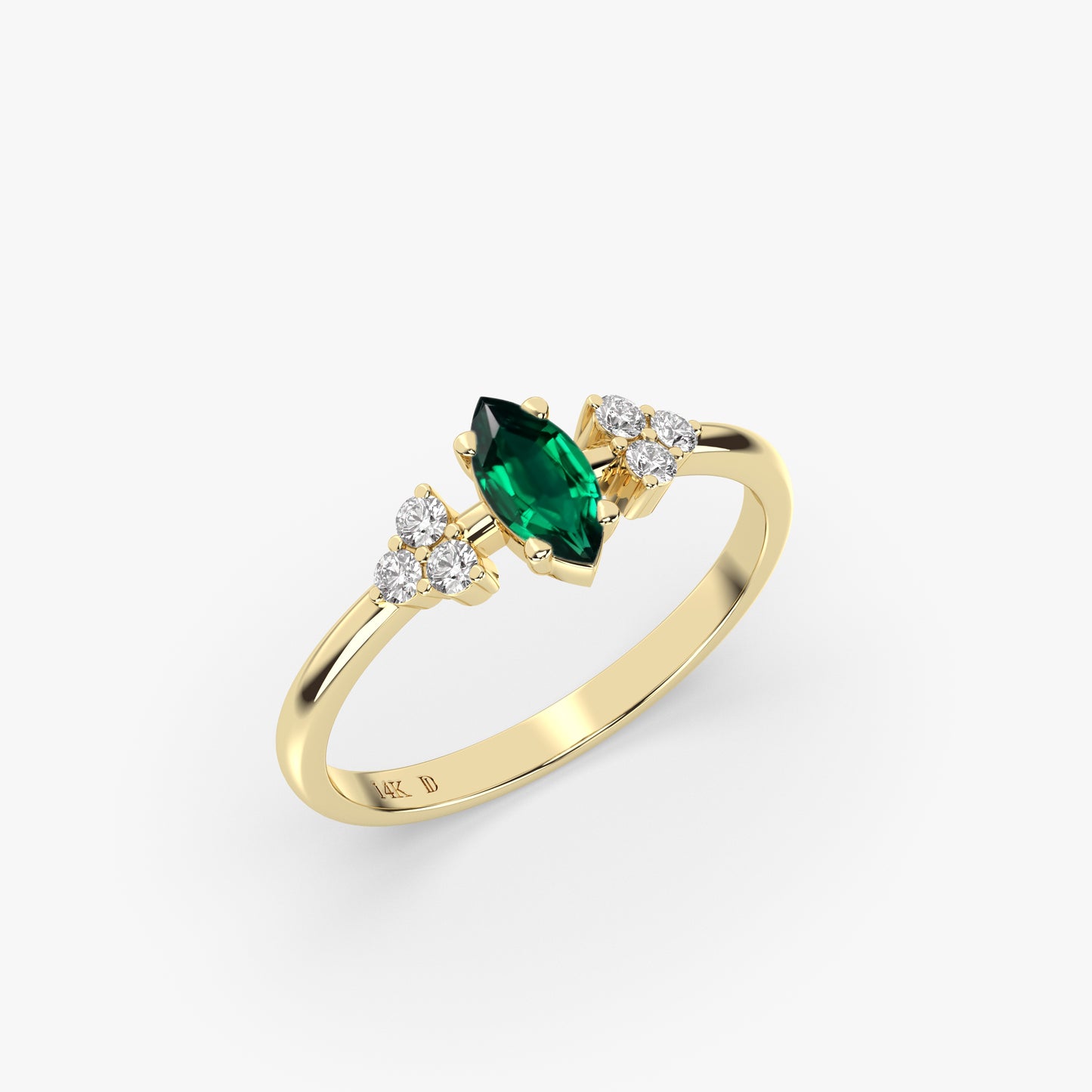 EMERALD MARQUISE CLUSTER RING IN GOLD