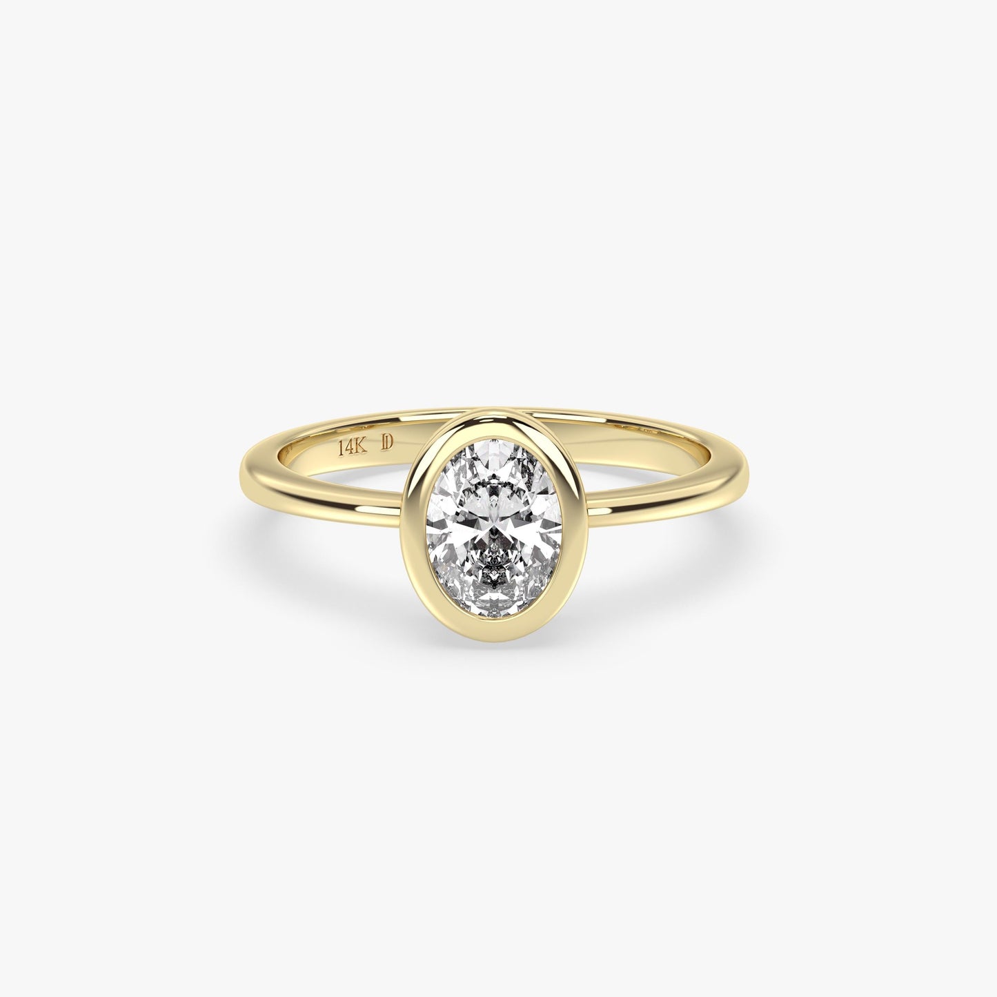 14K Gold Oval Diamond Ring – Minimalist Bezel-Set Lab Grown Stone in Solid Gold, Elegant Modern Band for Everyday Wear and Meaningful Gifts
