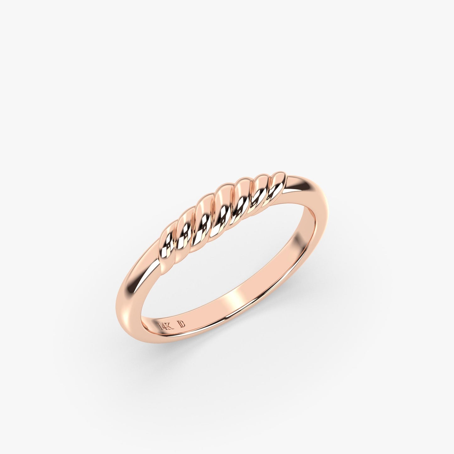 14K Yellow Gold Twisted Rope Ring – Dainty Solid Gold Stacking Band, Minimal Rope Design Gold Ring, Minimalist Bridal Jewellery Gift for Her
