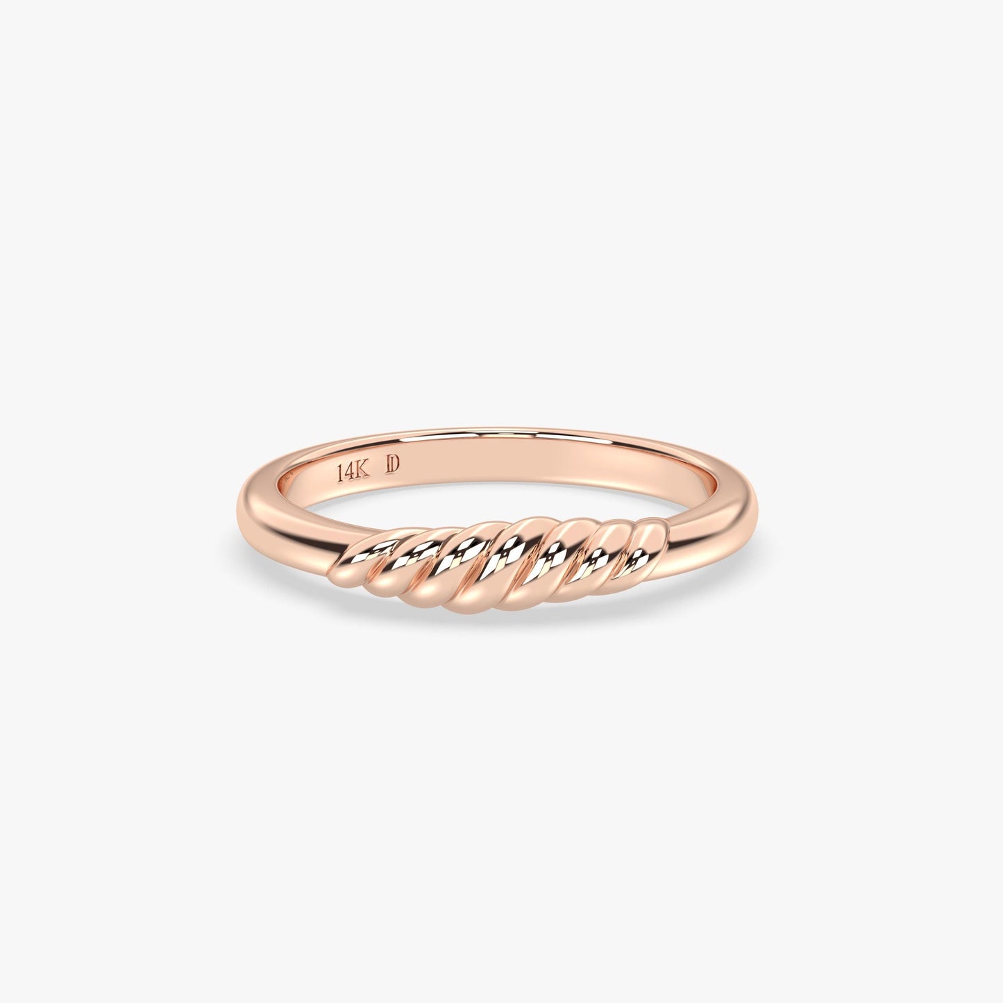 14K Yellow Gold Twisted Rope Ring – Dainty Solid Gold Stacking Band, Minimal Rope Design Gold Ring, Minimalist Bridal Jewellery Gift for Her