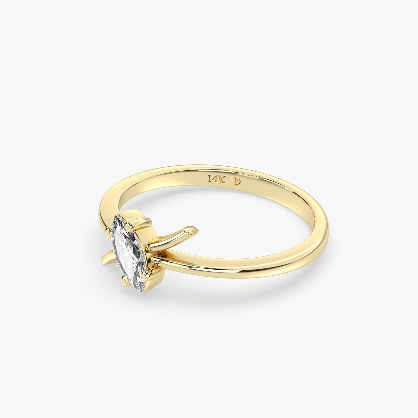 Marquise Diamond Ring in 14K Gold – Lab Grown Stone, Criss Cross Band Design, Minimalist Stacking Ring, Elegant Promise or Gift Jewellery