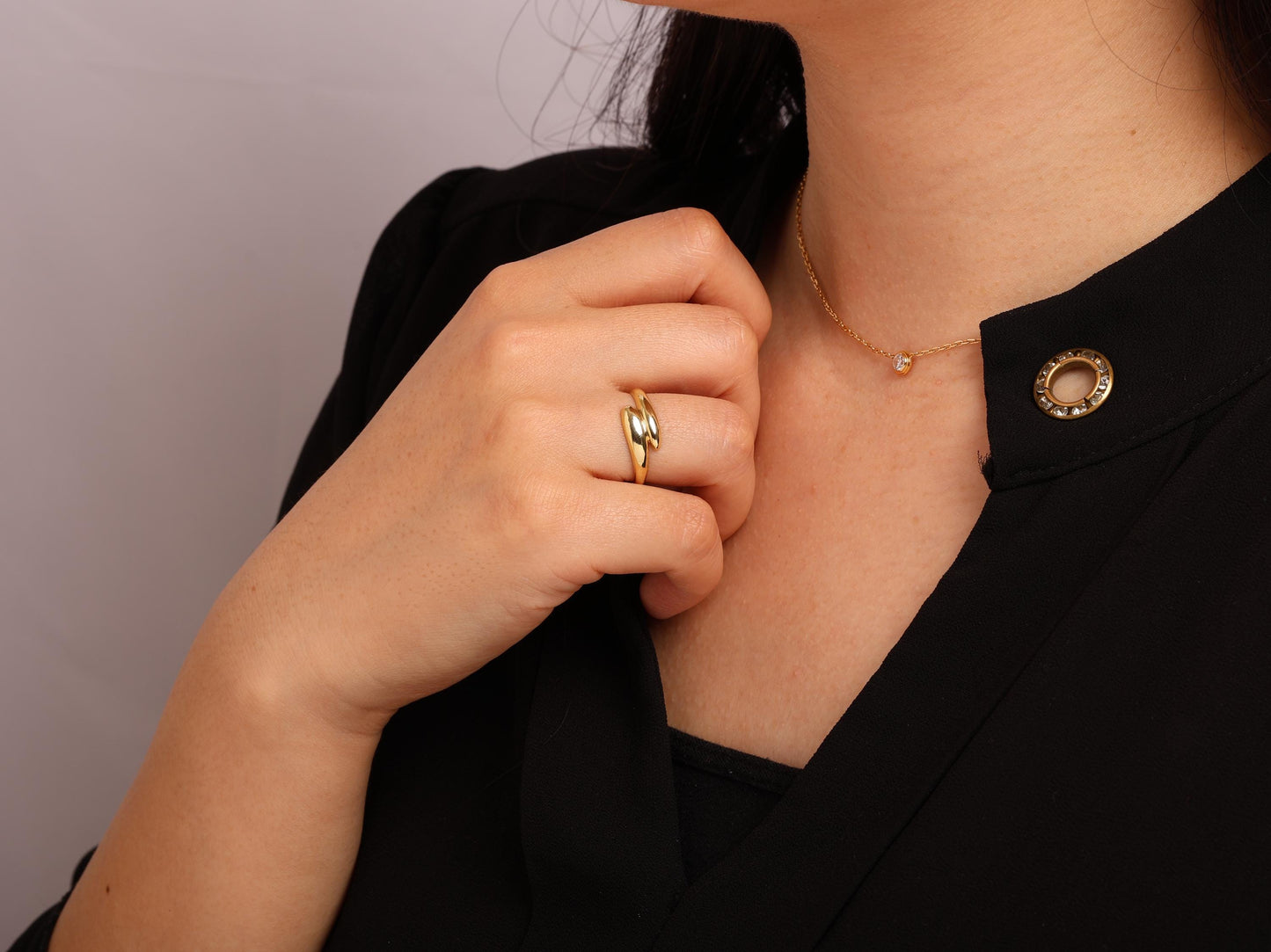14K Solid Gold Wrap Ring, Chic Minimalist Gold Band with a Delicate Curved Silhouette, Ideal for Daily Wear & Stacking, Real Gold Jewelry
