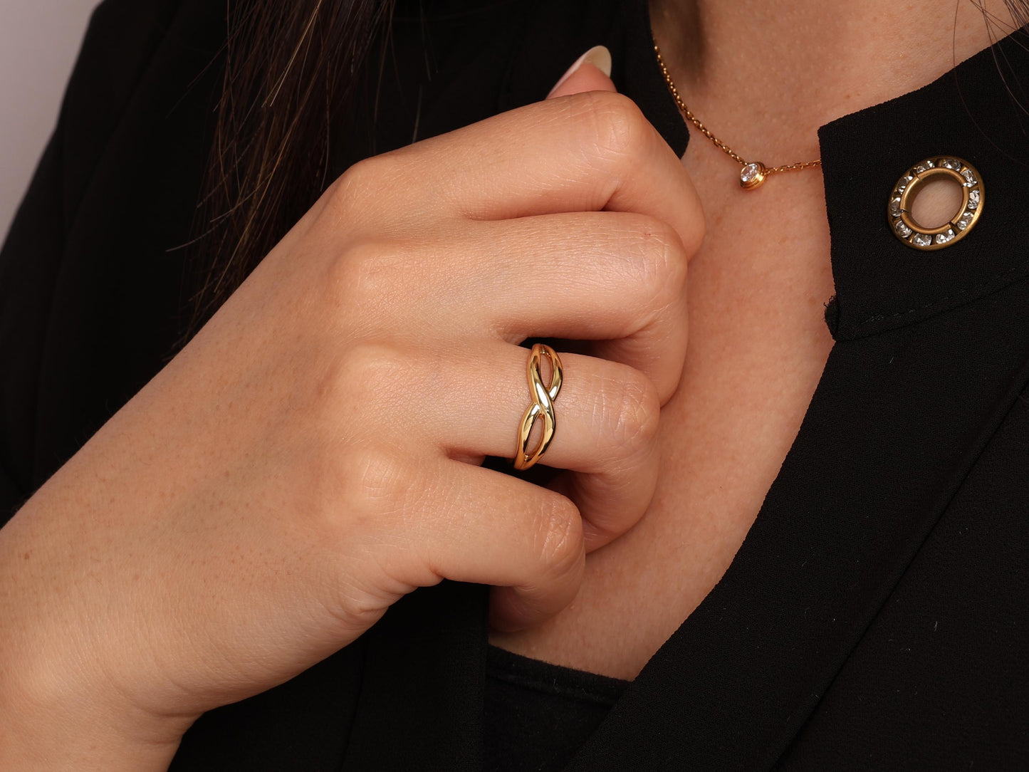 14K Gold Infinity Ring for Women – Dainty and Elegant Design, Perfect Stacking or Solo Piece, Modern Gift Idea, Real Solid Gold