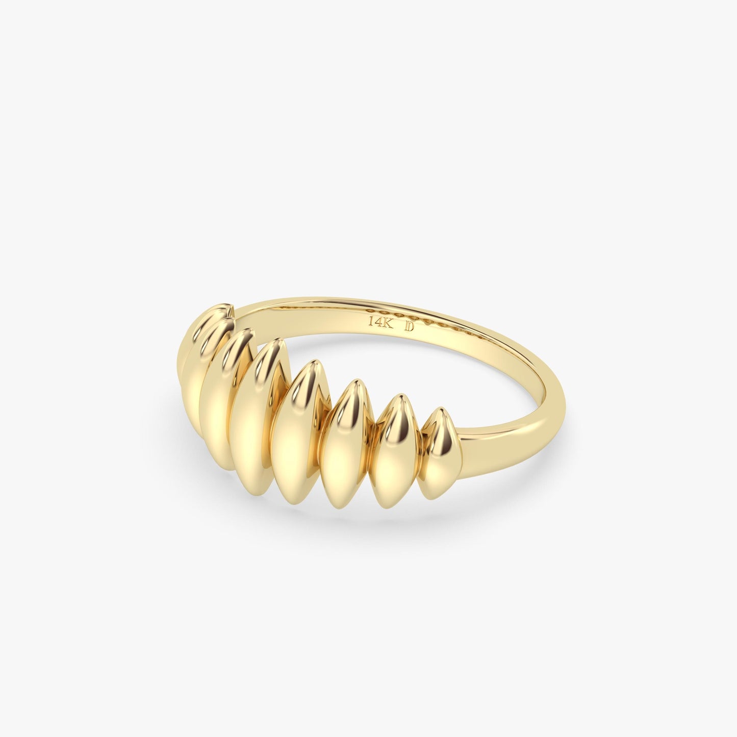 Elegant 14K Gold Dome Ring – Modern Textured Stackable Band, Unique Sculptural Gold Jewelry Gift – Bold Everyday Statement Ring