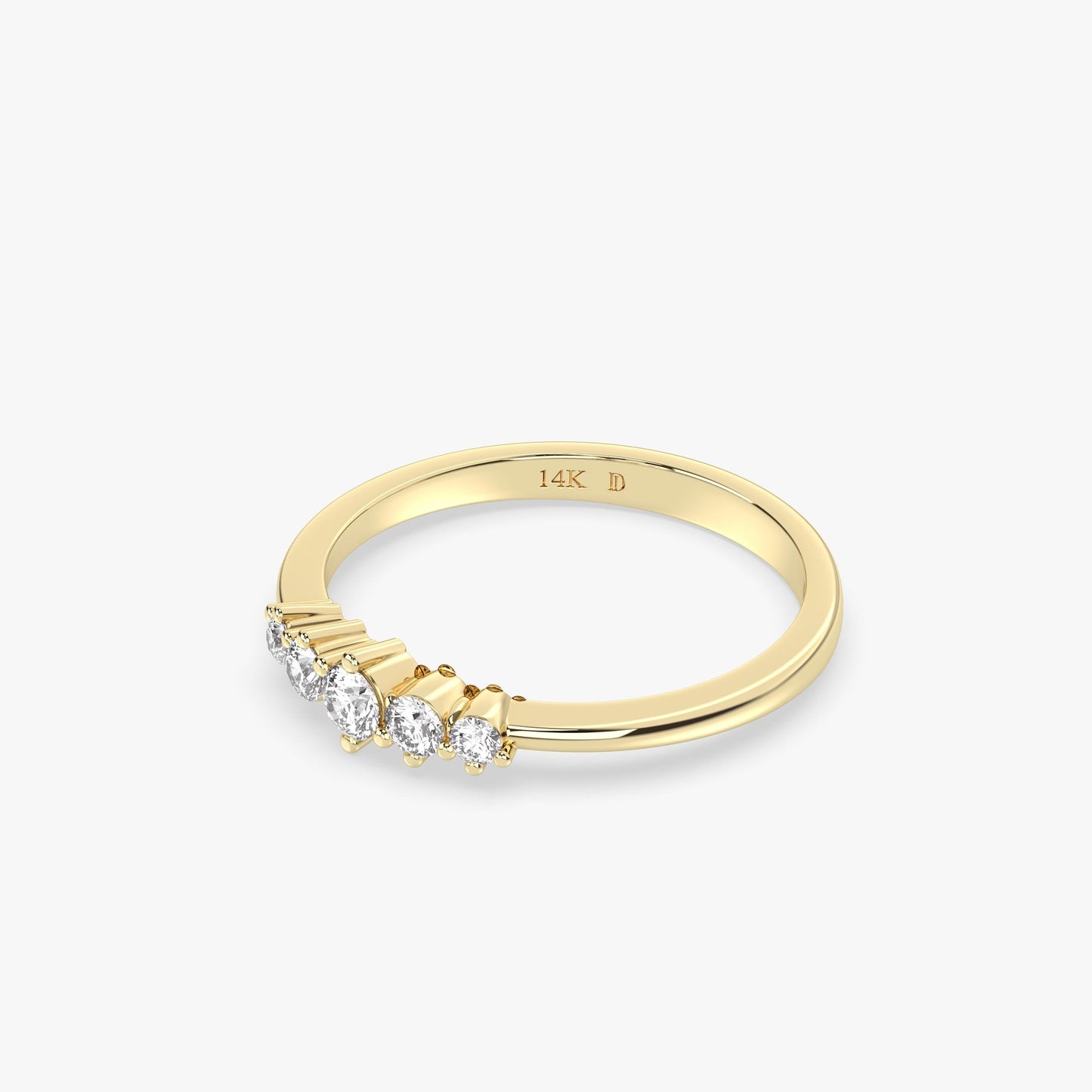 Five-Stone Diamond Ring in 14K Gold – Dainty Lab Grown Diamond Stacking Band, Minimalist Wedding or Promise Ring, Elegant Gift for Her