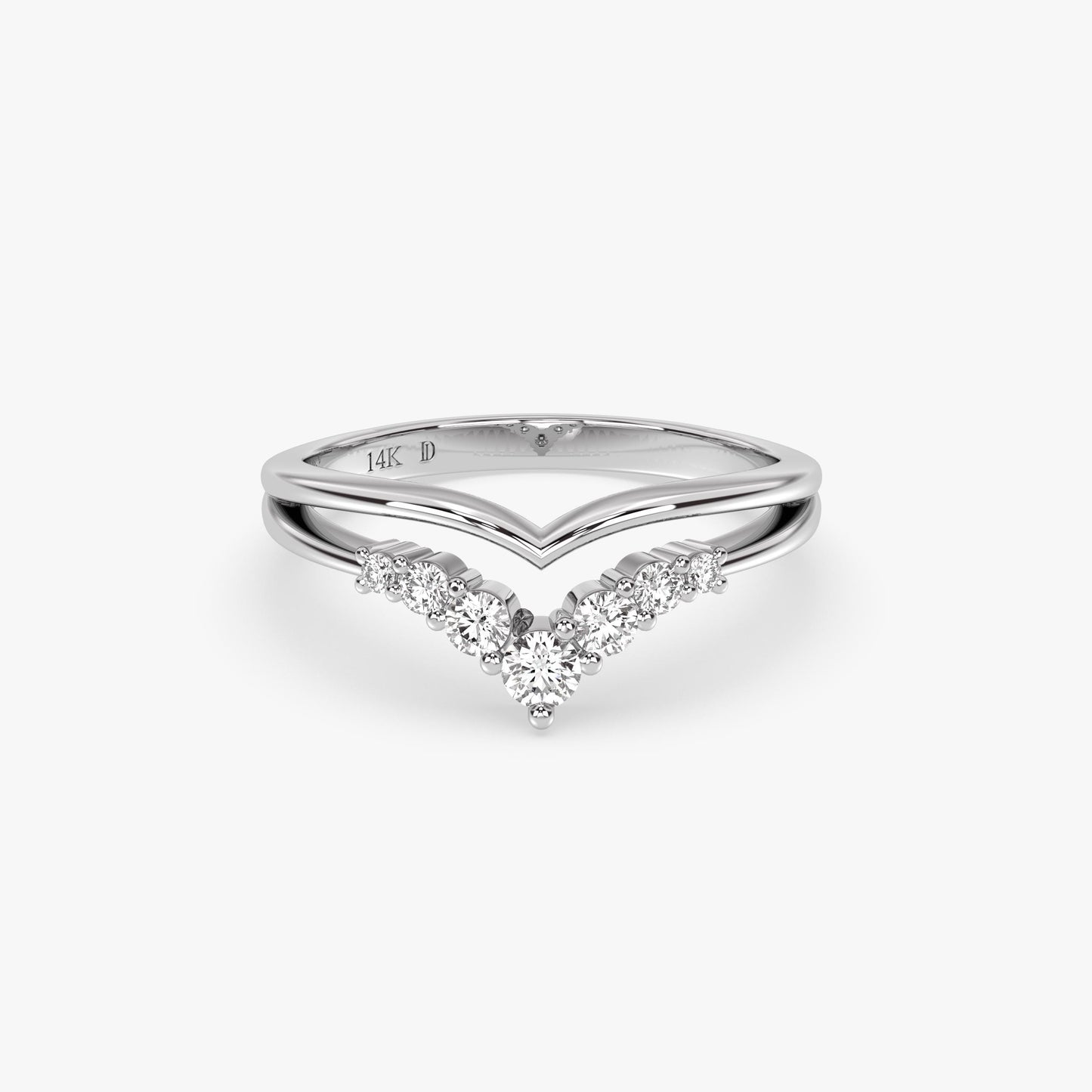 14K Gold Chevron Diamond Ring – Elegant V Band with Lab Grown Diamonds, Minimalist Wedding or Promise Ring, Gift for Her