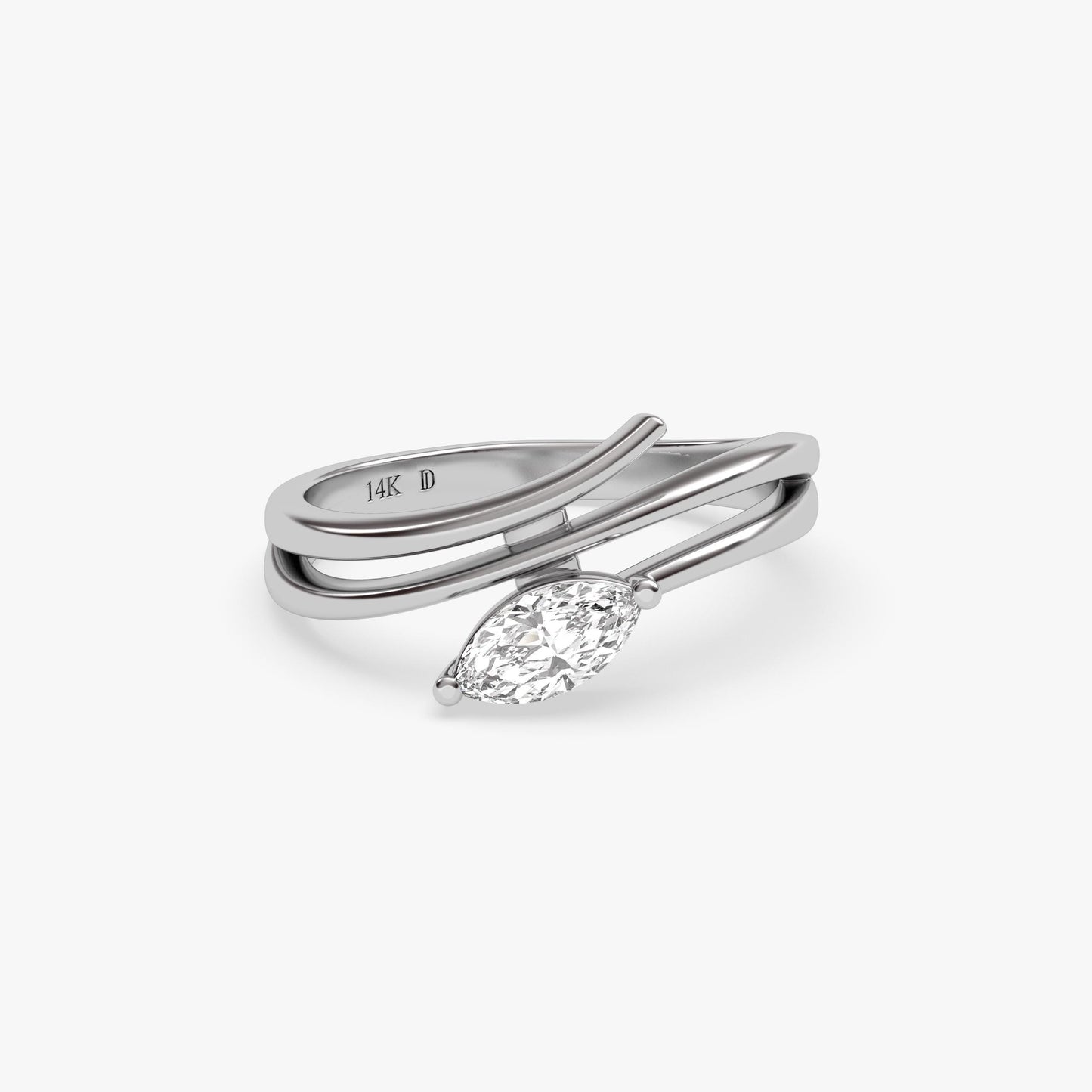 Marquise Diamond Ring 14K Gold – Lab Grown Diamond Ring, Split Shank Engagement Ring, Stackable Gold Ring, Dainty Solid Gold Jewellery